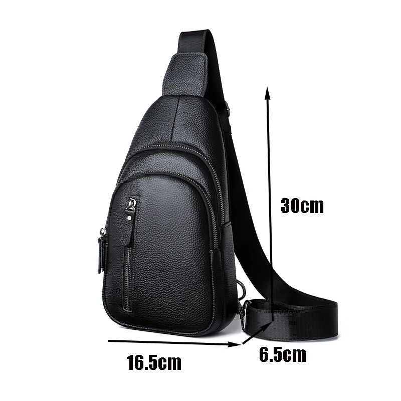Men’s Genuine Leather Sling Bag – Casual Crossbody Chest Pack-Chest Bags-Classic-Free Shipping Leatheretro