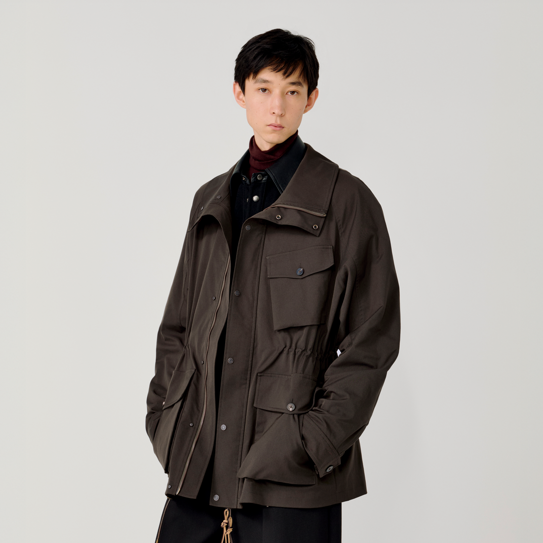 OPICLOTH Multi-Pockets Cinchable Utility Jacket-Jacket-S-Free Shipping Leatheretro