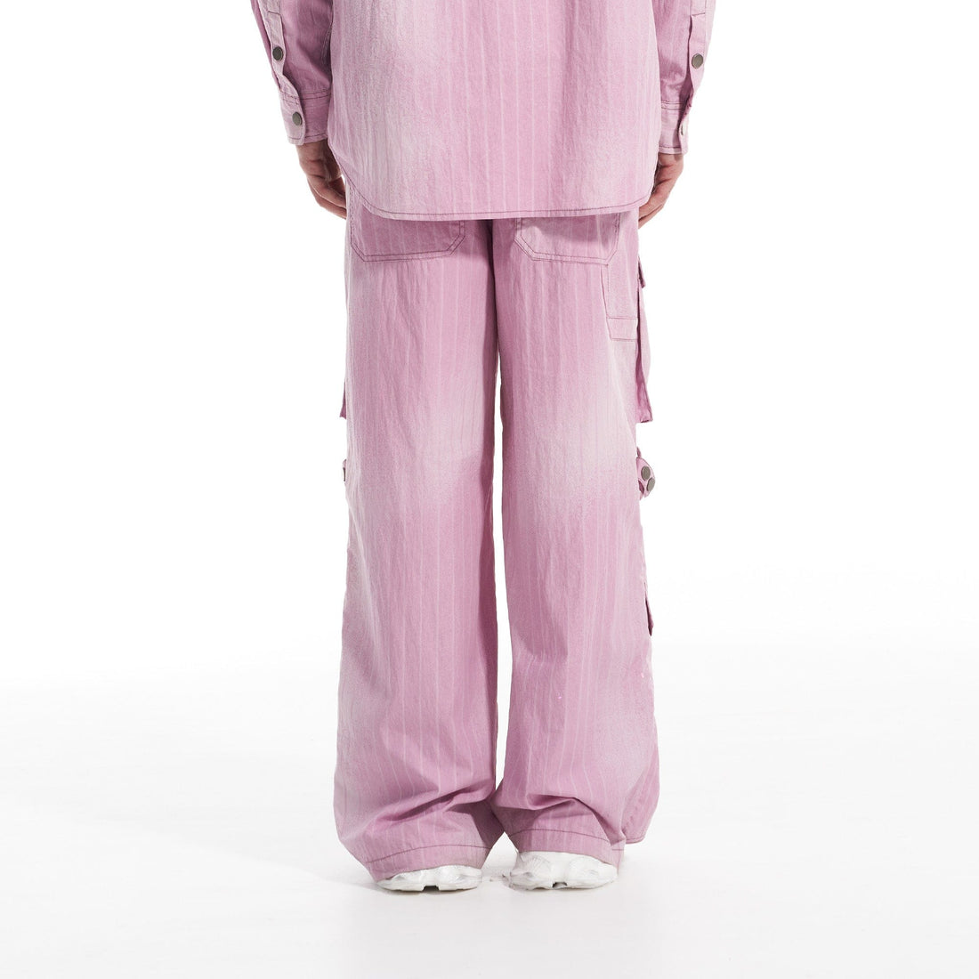 VANN VALRENCE Strap-Wrapped Striped Multi-Pocket Cargo Pants-Pants-S-Free Shipping Leatheretro