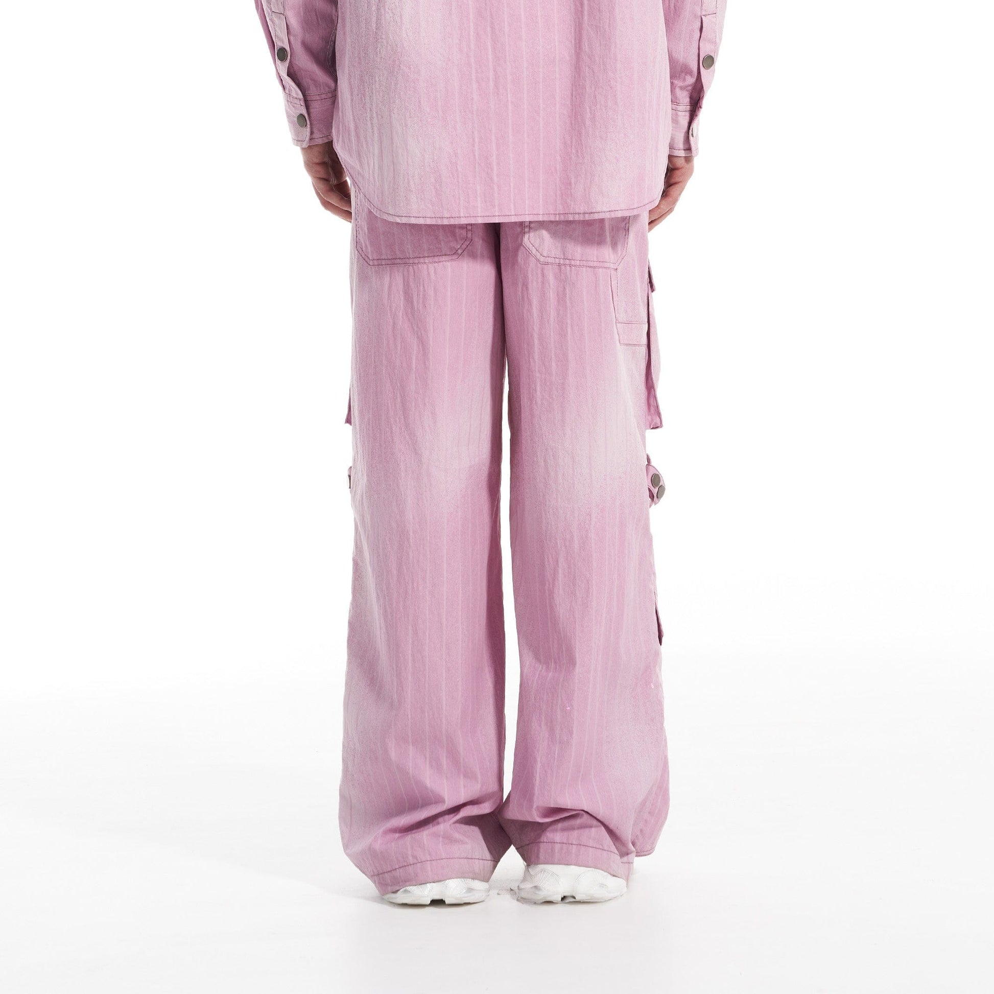 VANN VALRENCE Strap-Wrapped Striped Multi-Pocket Cargo Pants-Pants-S-Free Shipping Leatheretro