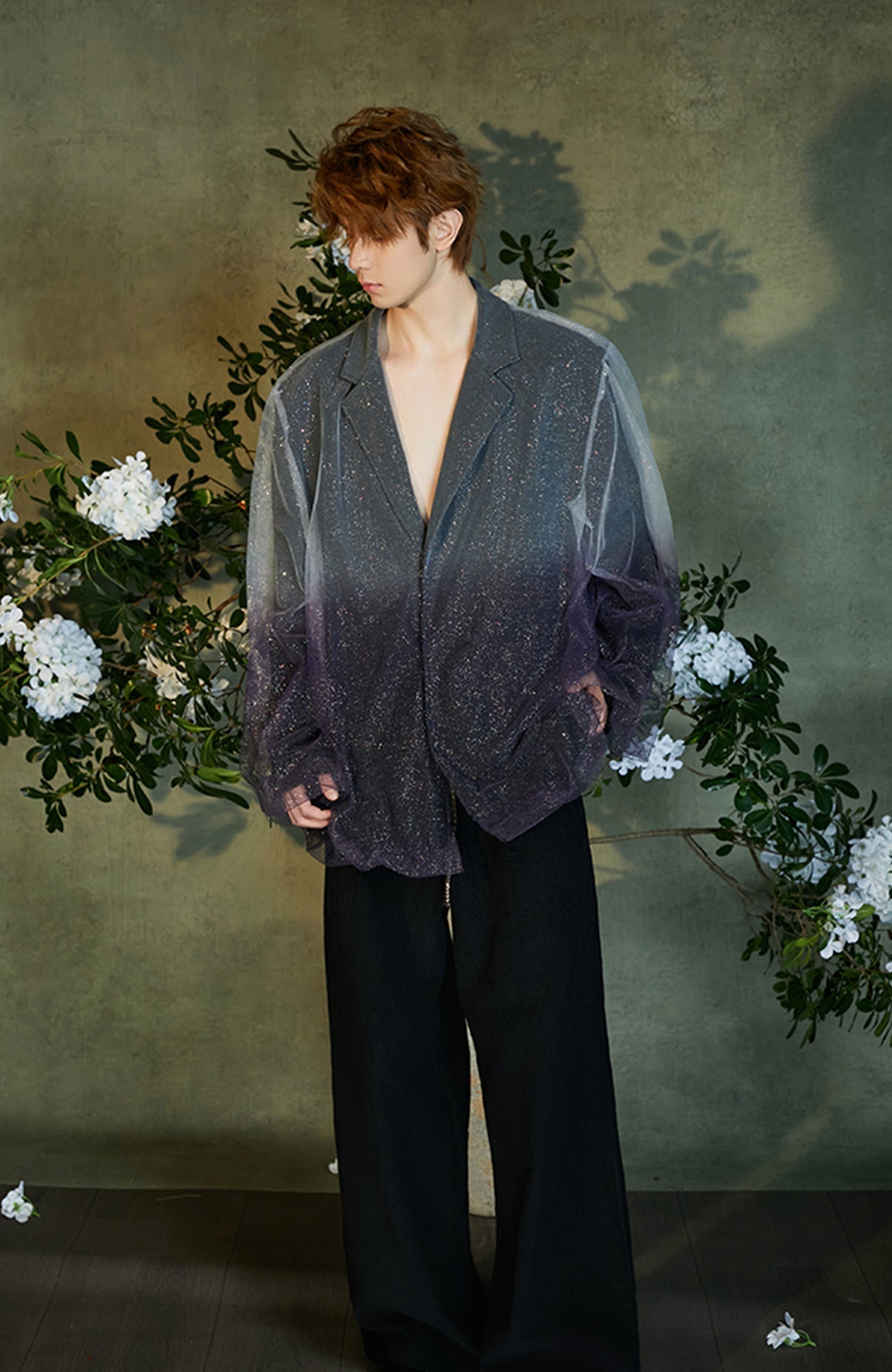 JIECHI Stardust Sheer Gradient Overlay Blazer-Jacket-M (Preorder)-Free Shipping Leatheretro