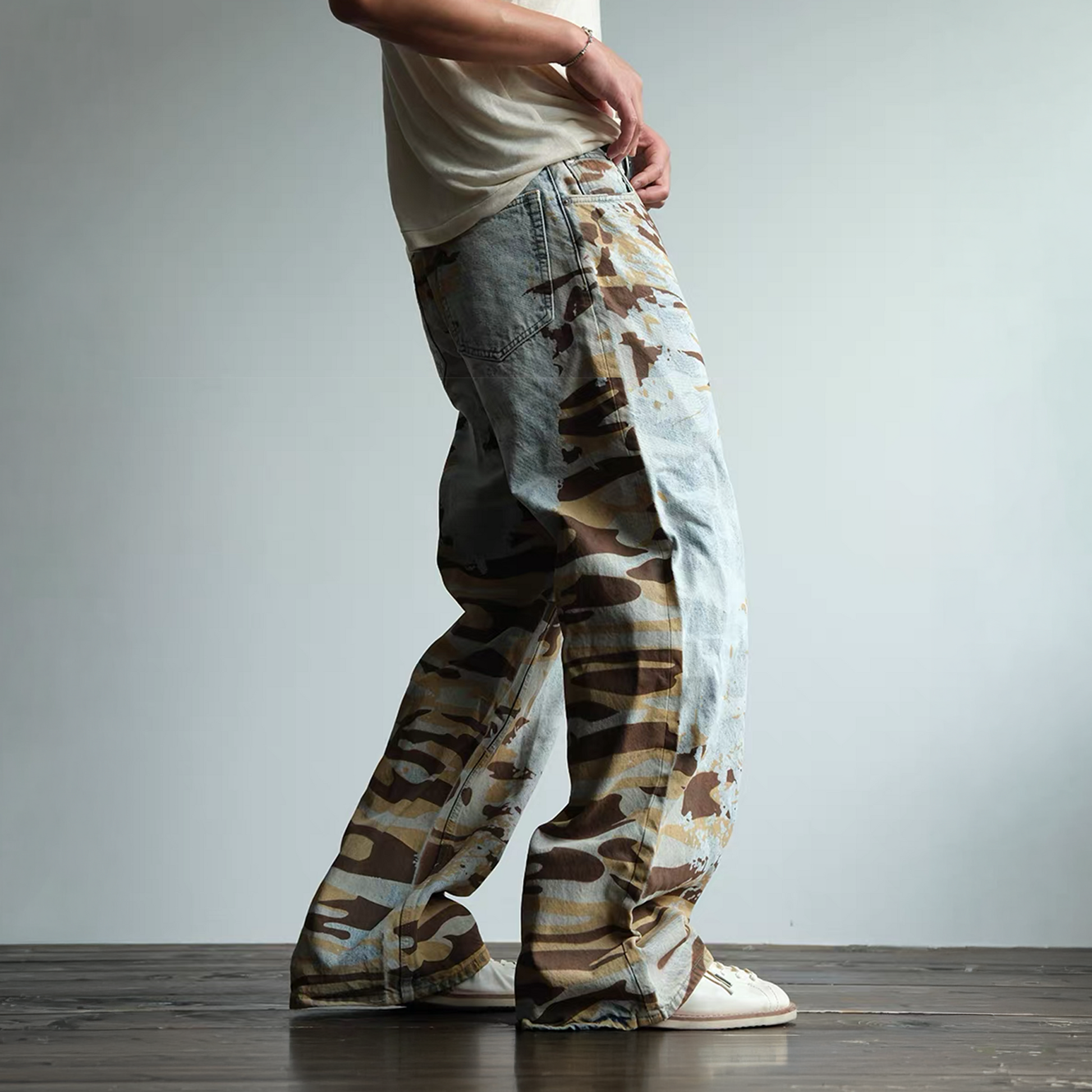 NEIGBORL Retro Washed Camo Jeans-Jeans-S / 30"-Free Shipping Leatheretro