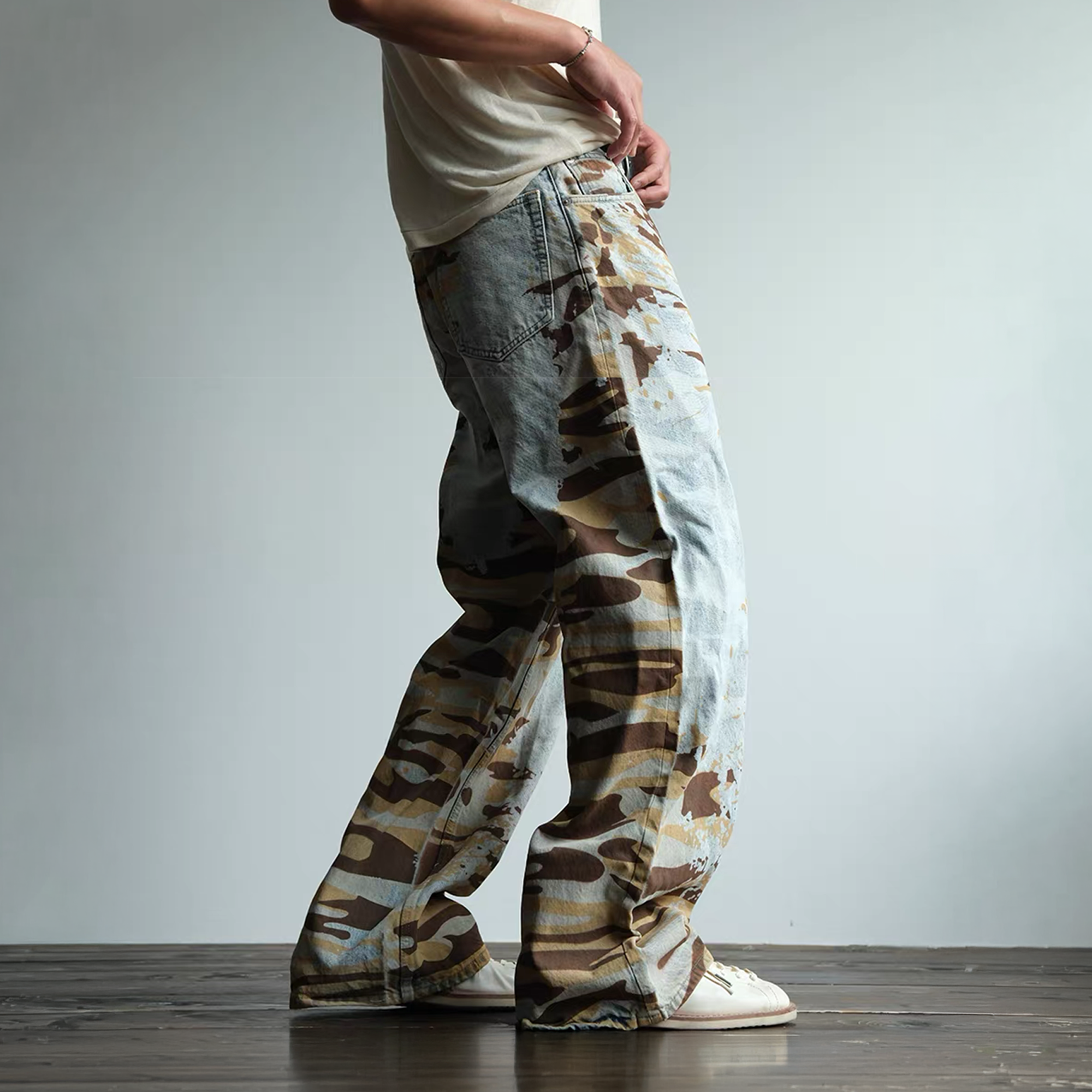NEIGBORL Retro Washed Camo Jeans-Jeans-S / 30"-Free Shipping Leatheretro