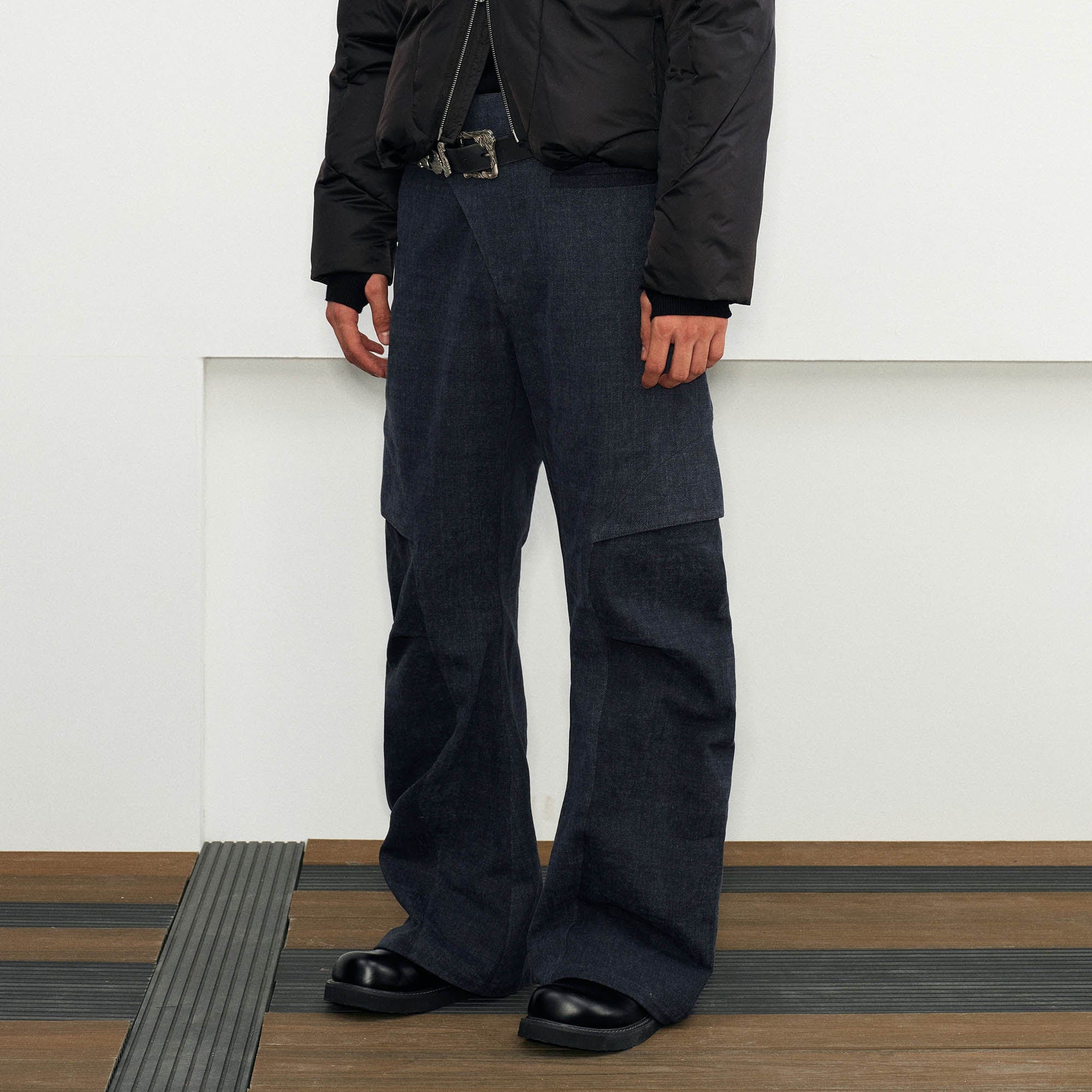 KREATE Crinkled Asymmetrical Closing Pants-Pants-S-Free Shipping Leatheretro