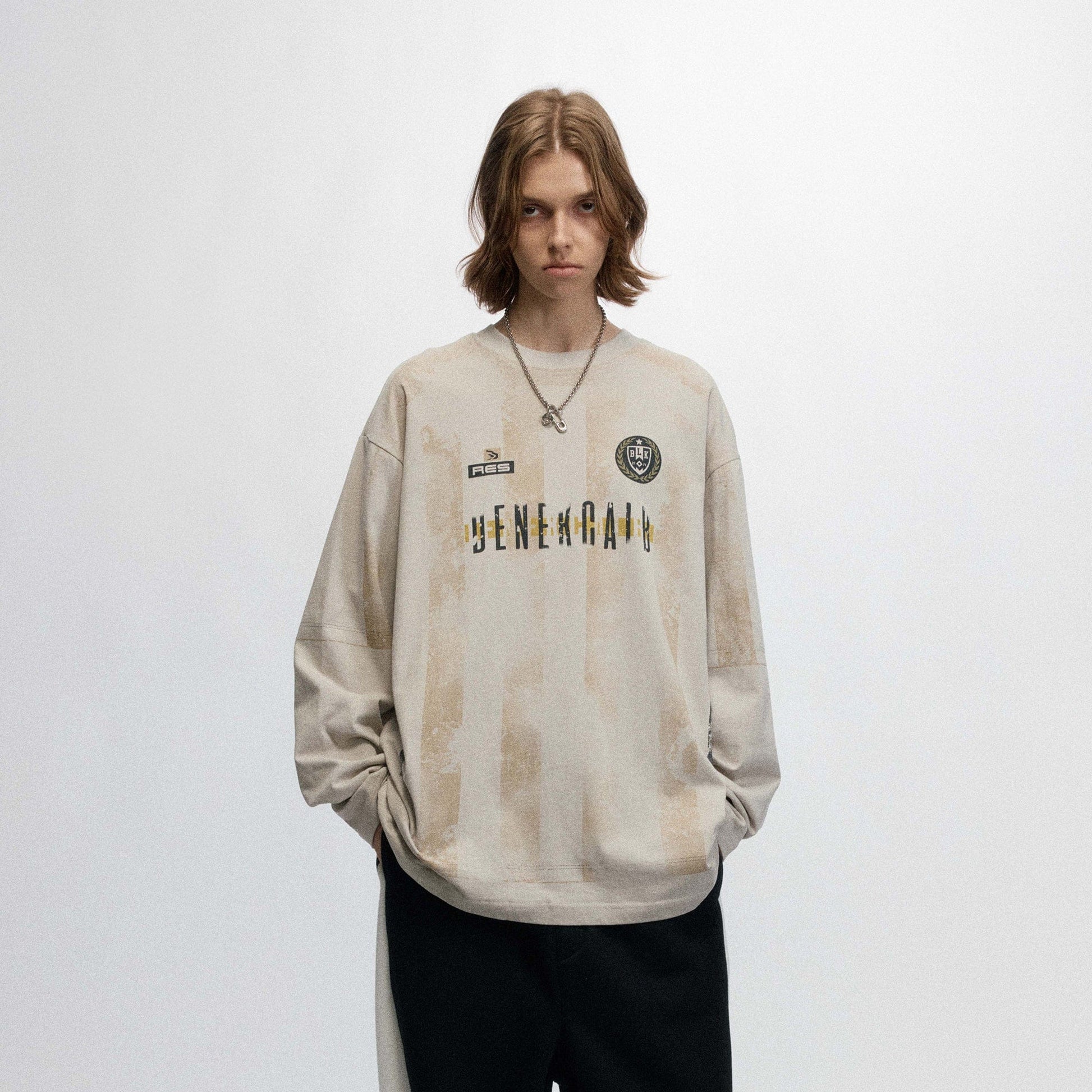 OVDY Retro Distressed Long-Sleeve Jersey-L/S Tee-S-Apricot-Free Shipping Leatheretro