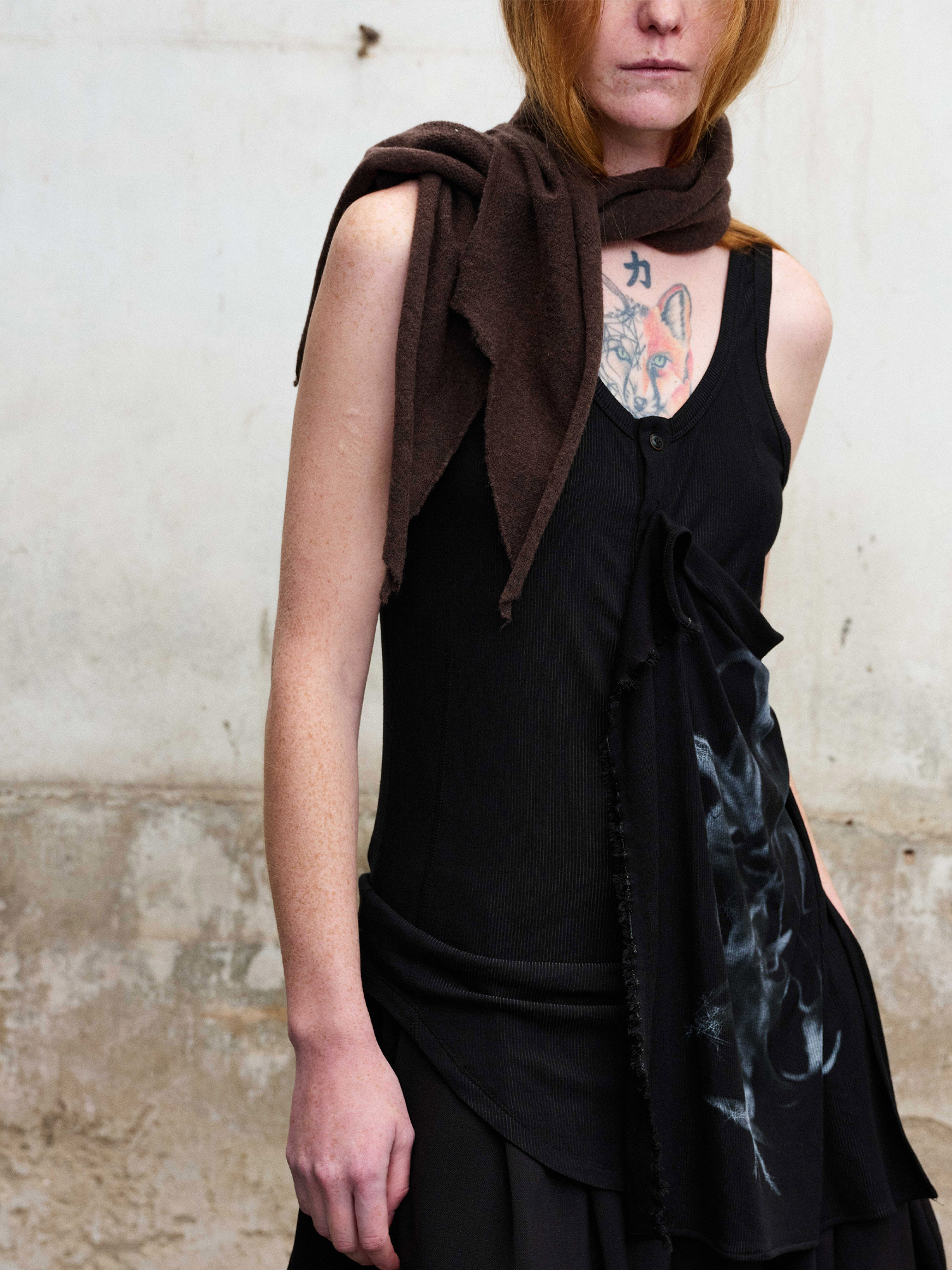 ILNya Nieternite Nifutur Deconstructed Graphic Knit Tank Top Black-Tank Top-S (0)-Free Shipping Leatheretro