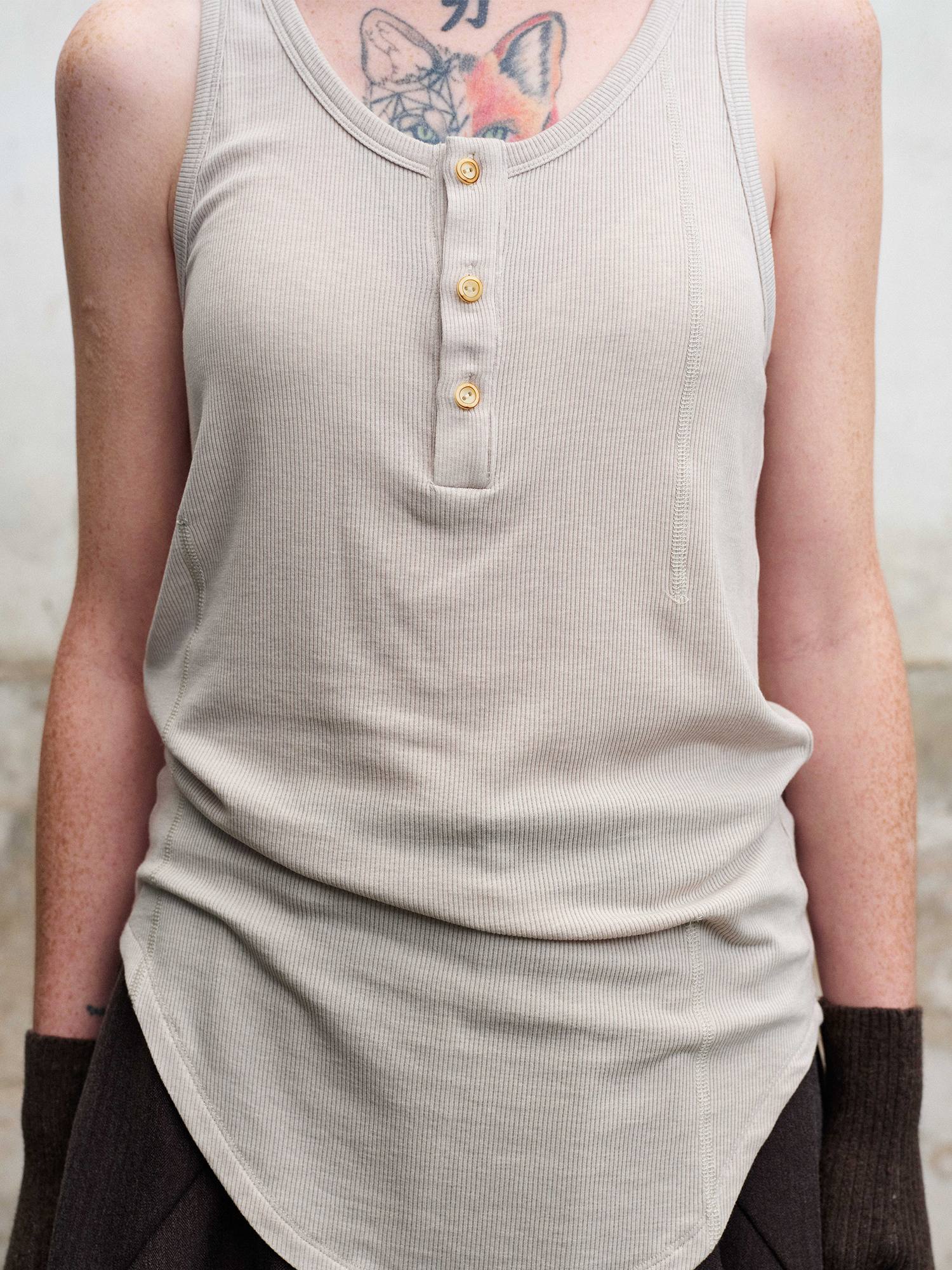 ILNya Nieternite Nifutur Deconstructed Graphic Knit Tank Top Gray-Tank Top-S (0)-Free Shipping Leatheretro