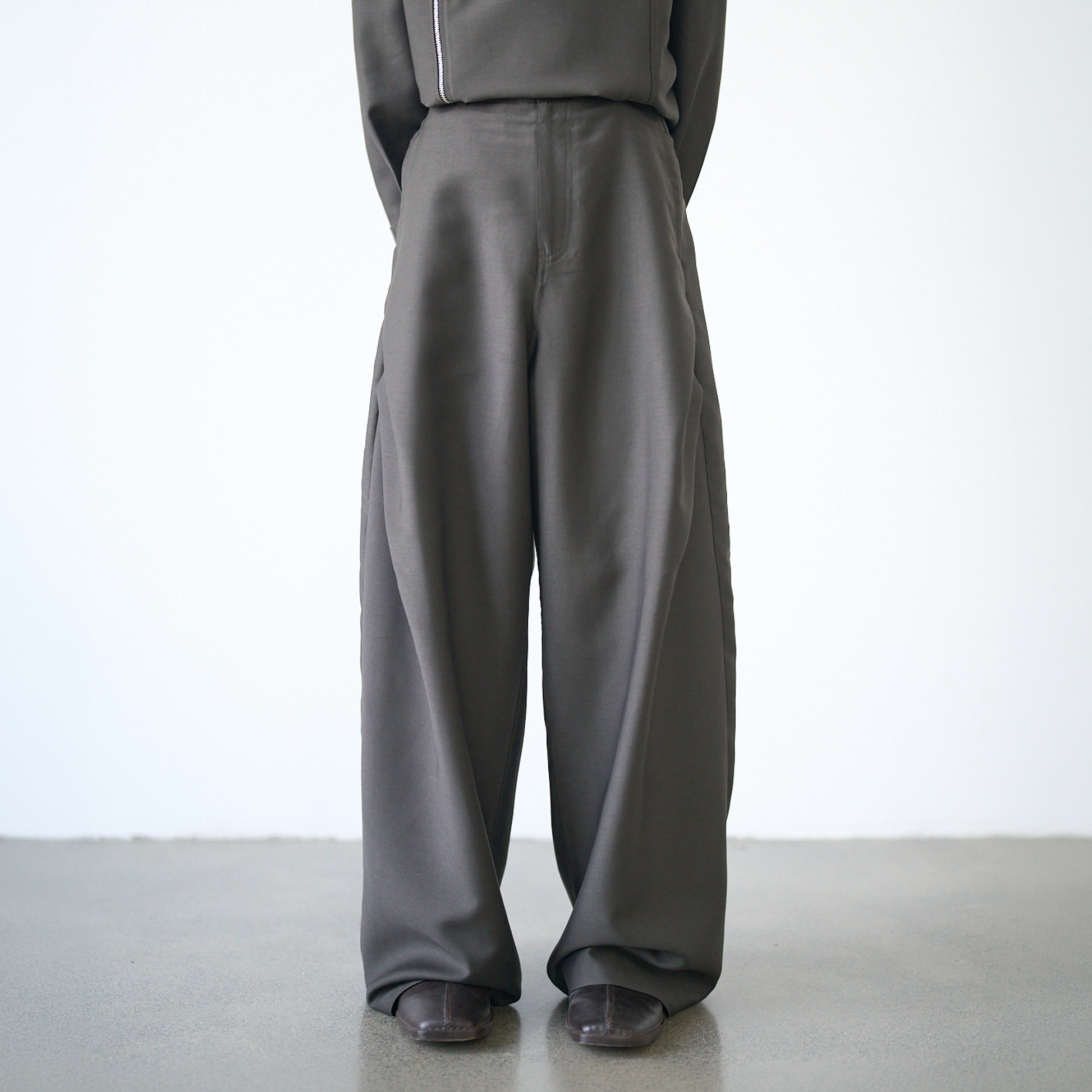 GRAINMUSTARD Lustrous Pleated Wool-Blend Wide-Leg Trousers-Pants-XS-Free Shipping Leatheretro