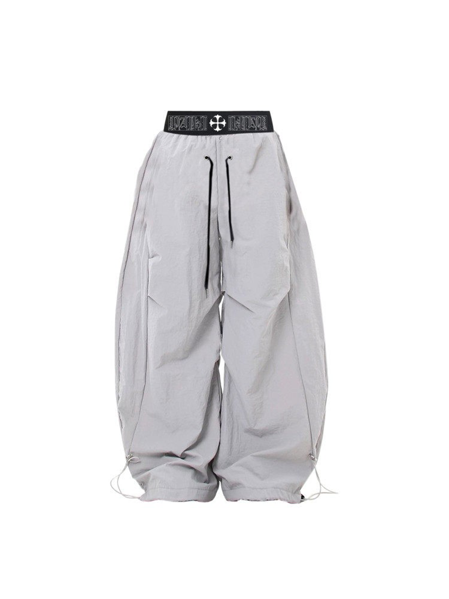 PAIKI Double-Waist Parachute Curved Pants-Pants-S / 28"-Gray-Free Shipping Leatheretro