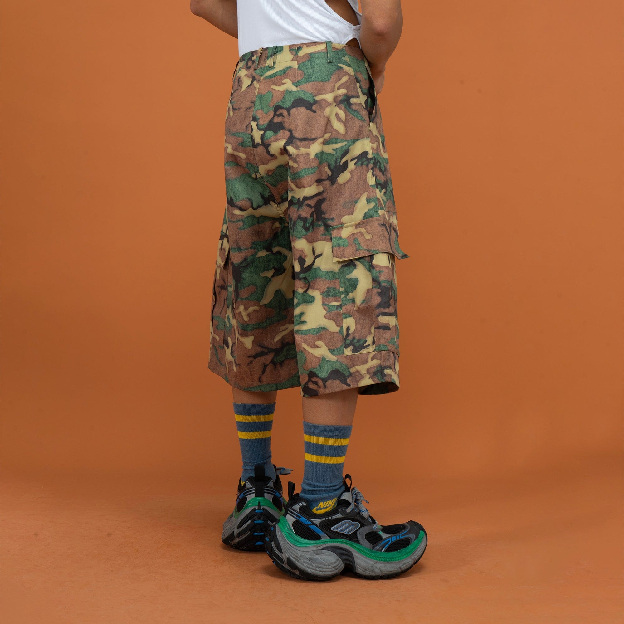 CLP Washed Crinkled Camo Cargo Shorts-Shorts-S-Free Shipping Leatheretro