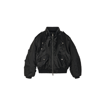 SAVAGEGROWTHWORLD Embroidered Ruched-Sleeve Reflective-Stripe Bomber-Jacket-S-Free Shipping Leatheretro