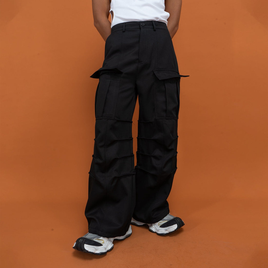 CLP Big-Pocket Crinkled Cargo Pants-Pants-Green-S-Free Shipping Leatheretro