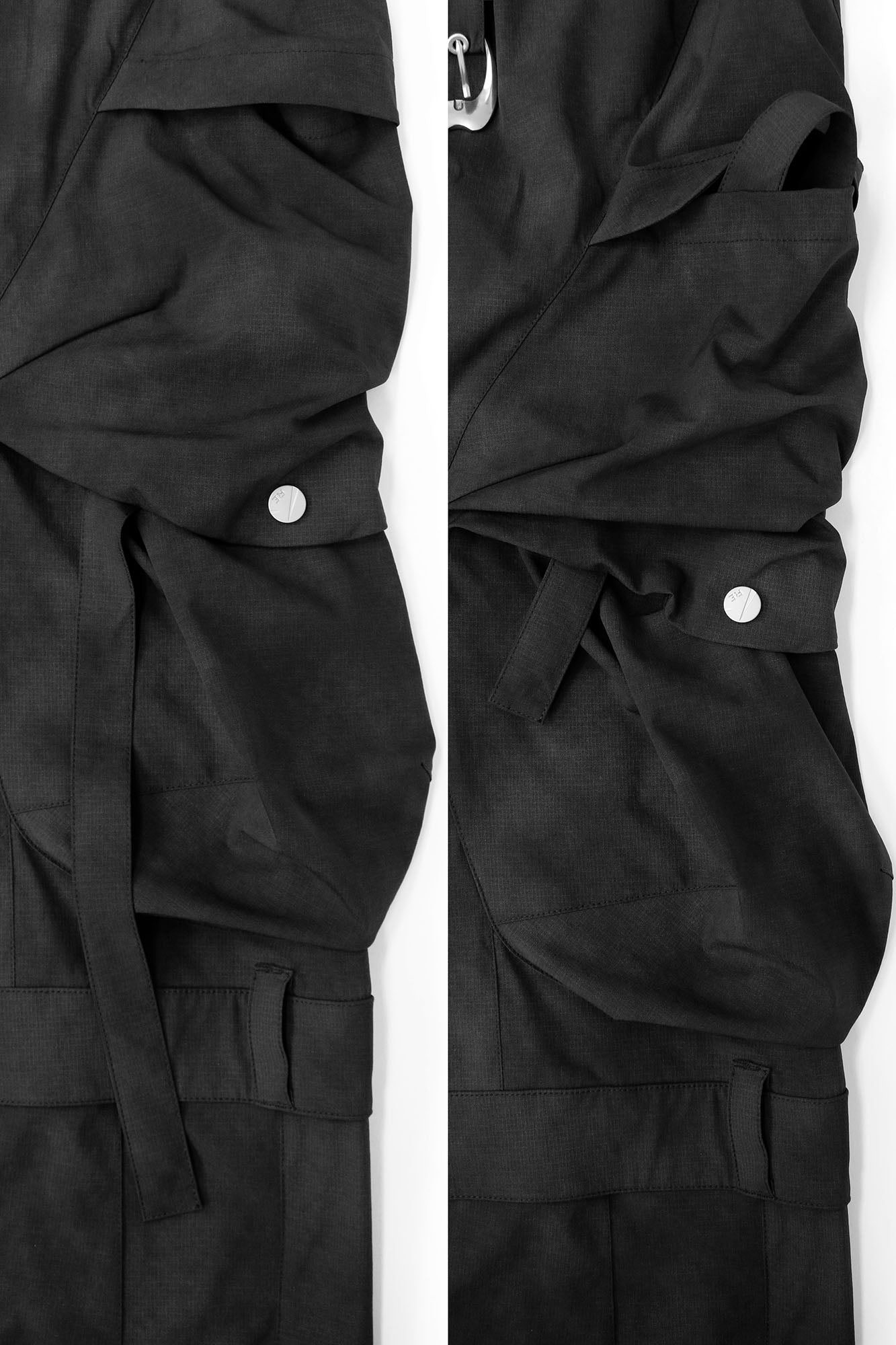 RELABEL Detachable Ruched Inverted Waist Cargo Pants-Pants-XS (Preorder)-Black-Free Shipping Leatheretro