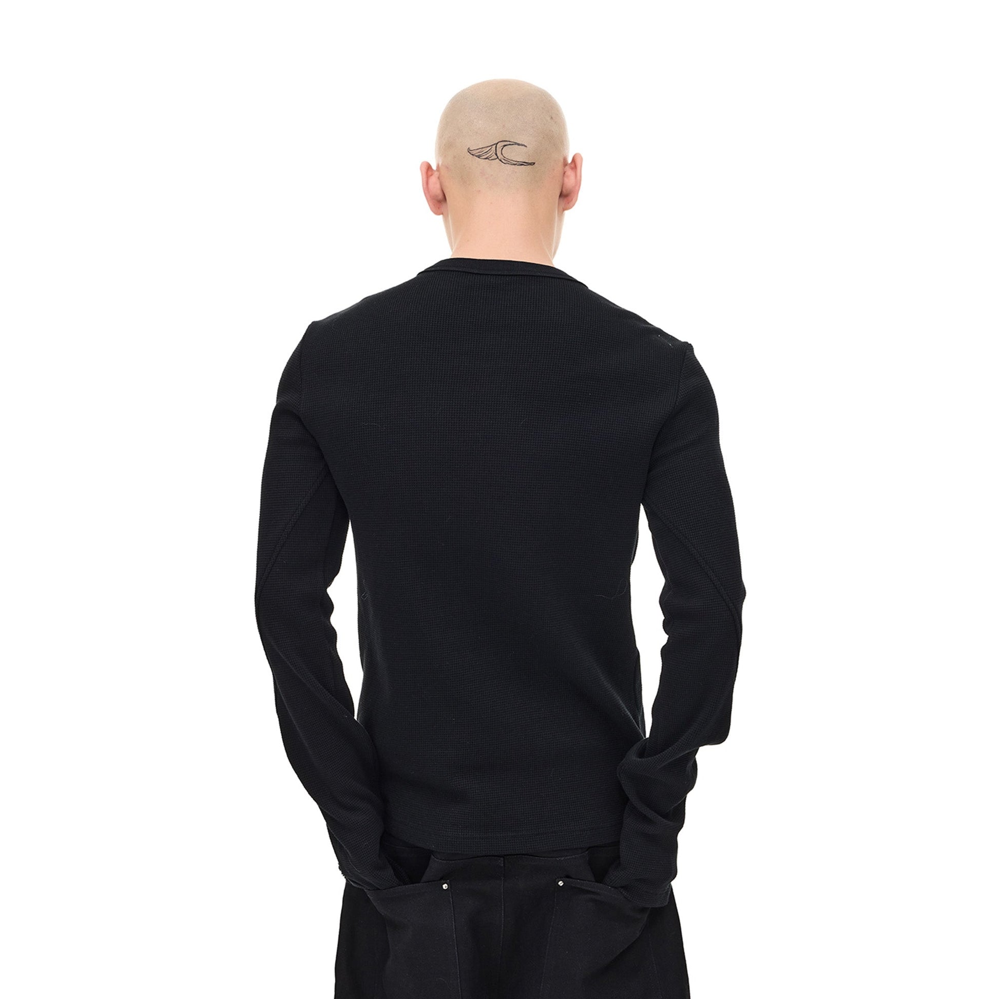 WHISTLEHUNTER Waffle-Knit Snap Henley Long-Sleeve Tee-L/S Tee-S-Gray-Free Shipping Leatheretro