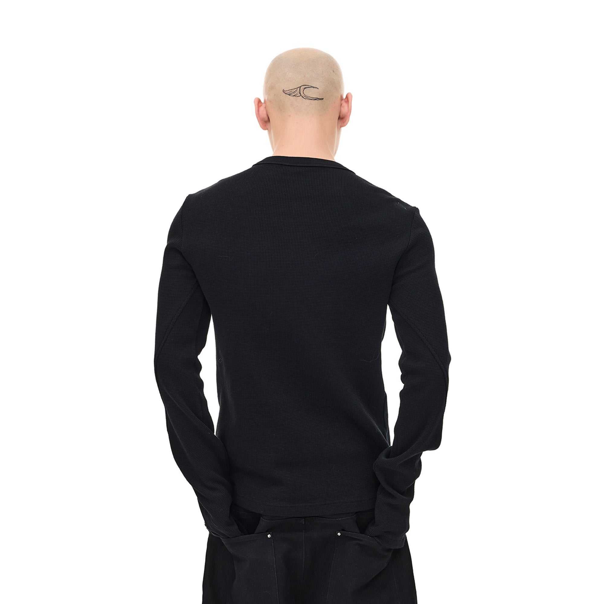 WHISTLEHUNTER Waffle-Knit Snap Henley Long-Sleeve Tee-L/S Tee-S-Gray-Free Shipping Leatheretro