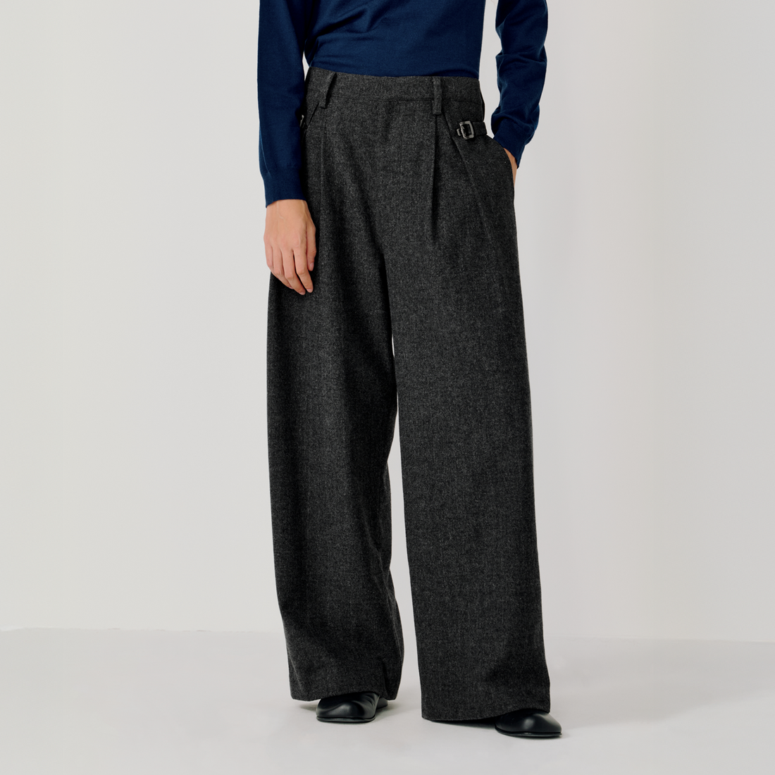 OPICLOTH Herringbone Pleated Wool-Blend Trousers-Pants-XS-Free Shipping Leatheretro