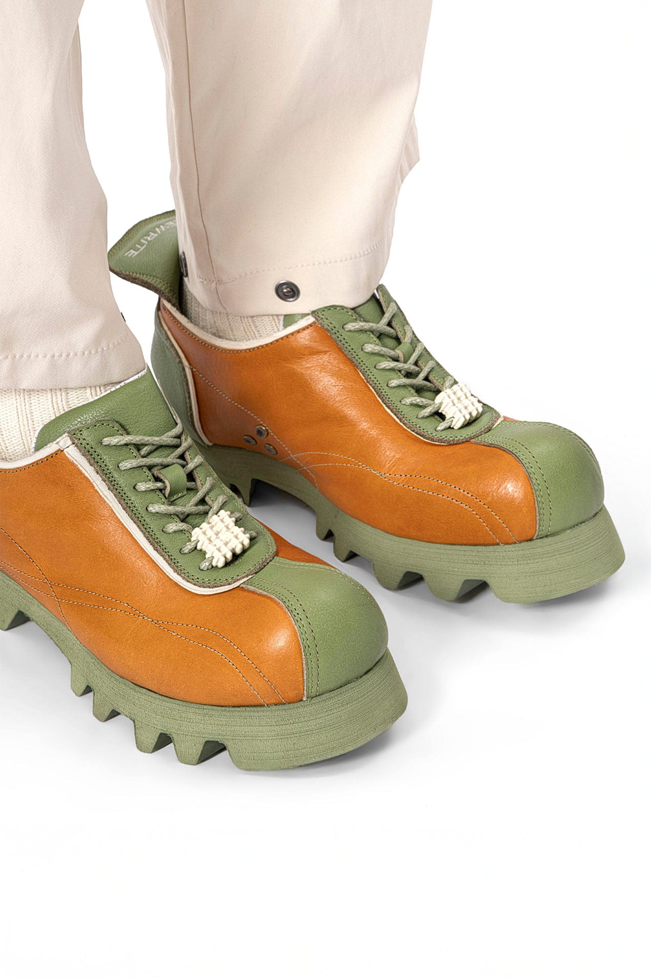 REWRITE Contrast Jagged Sole Leather Derby Shoes-Shoes-38.5-Free Shipping Leatheretro