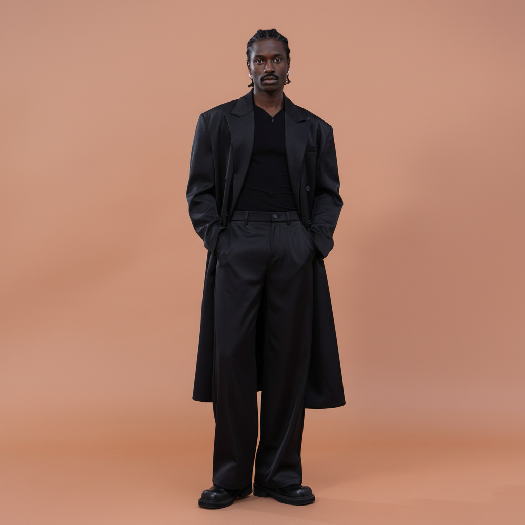 CLP Satin Padded Drape Coat-Jacket-S-Free Shipping Leatheretro