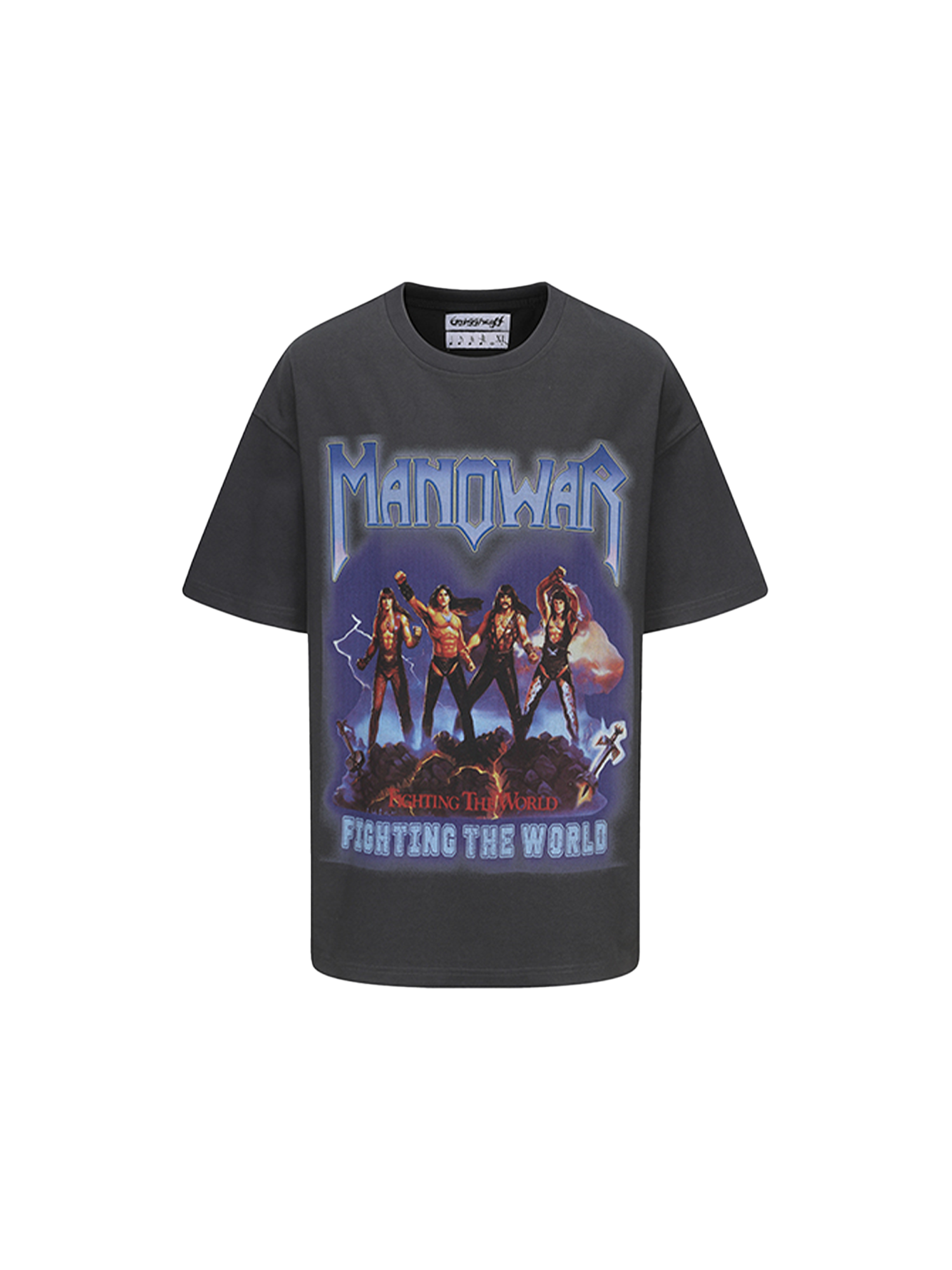ERISSTOFF Washed Manowar Graphic Oversized T-Shirt-T Shirt-S-Free Shipping Leatheretro
