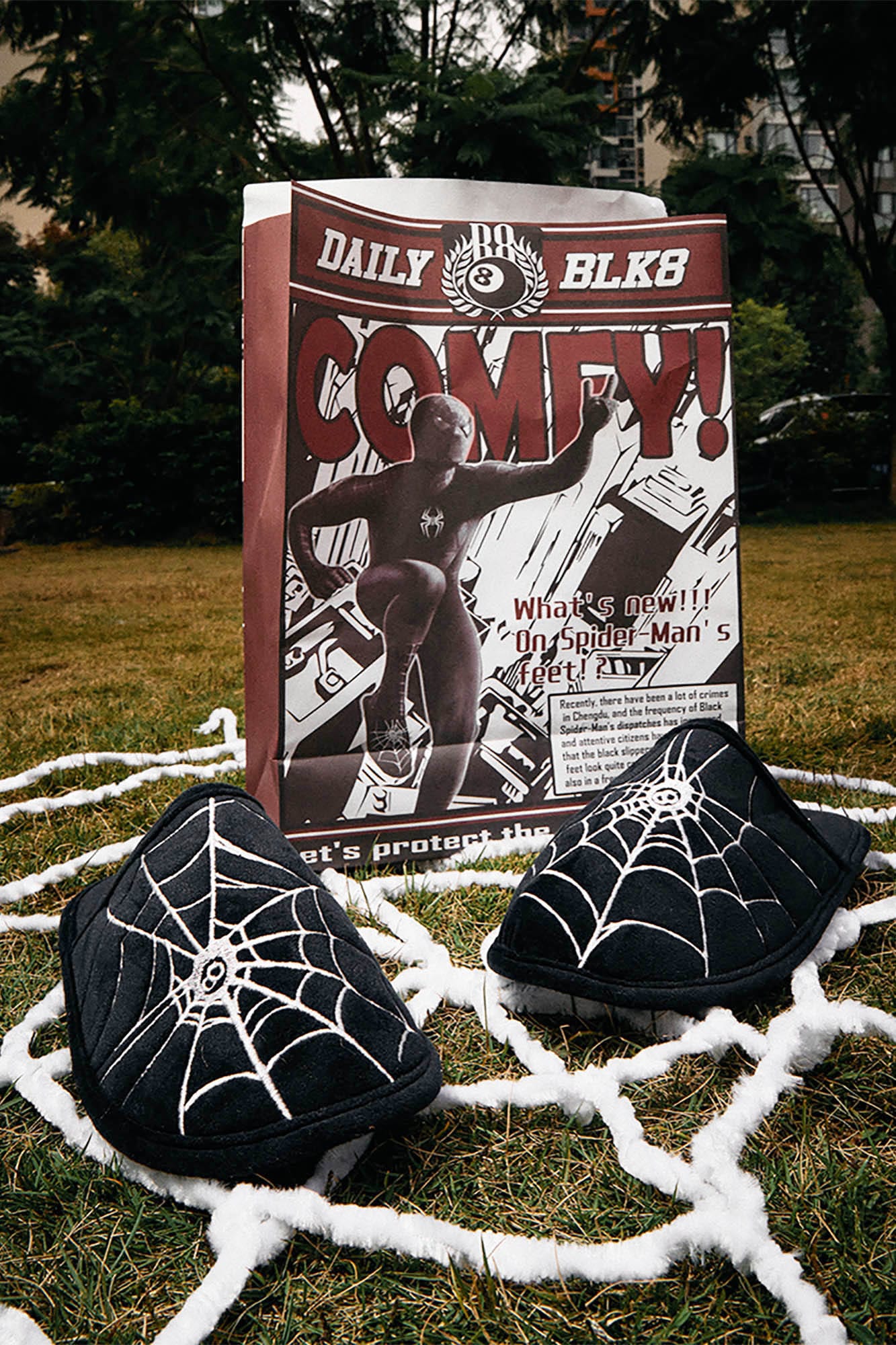 BLACK8MOB Spiderweb Embroidered Slippers-Shoes-6-Free Shipping Leatheretro