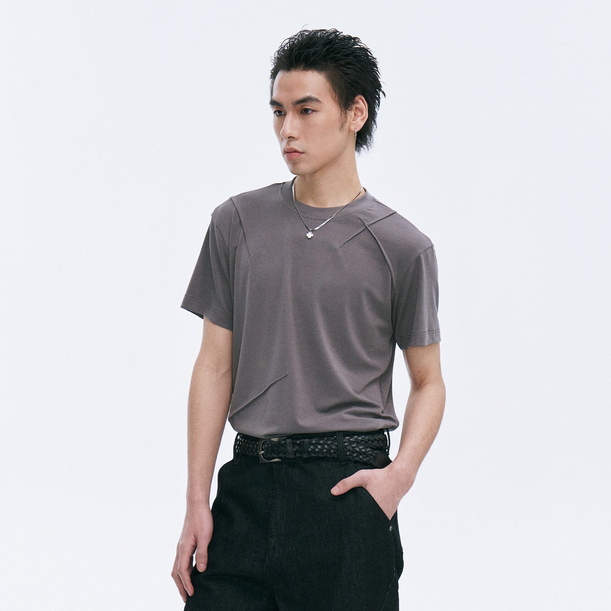 CATSSTAC Essential Scar-Stitch T-Shirts-T Shirt-M-Gray-Free Shipping Leatheretro