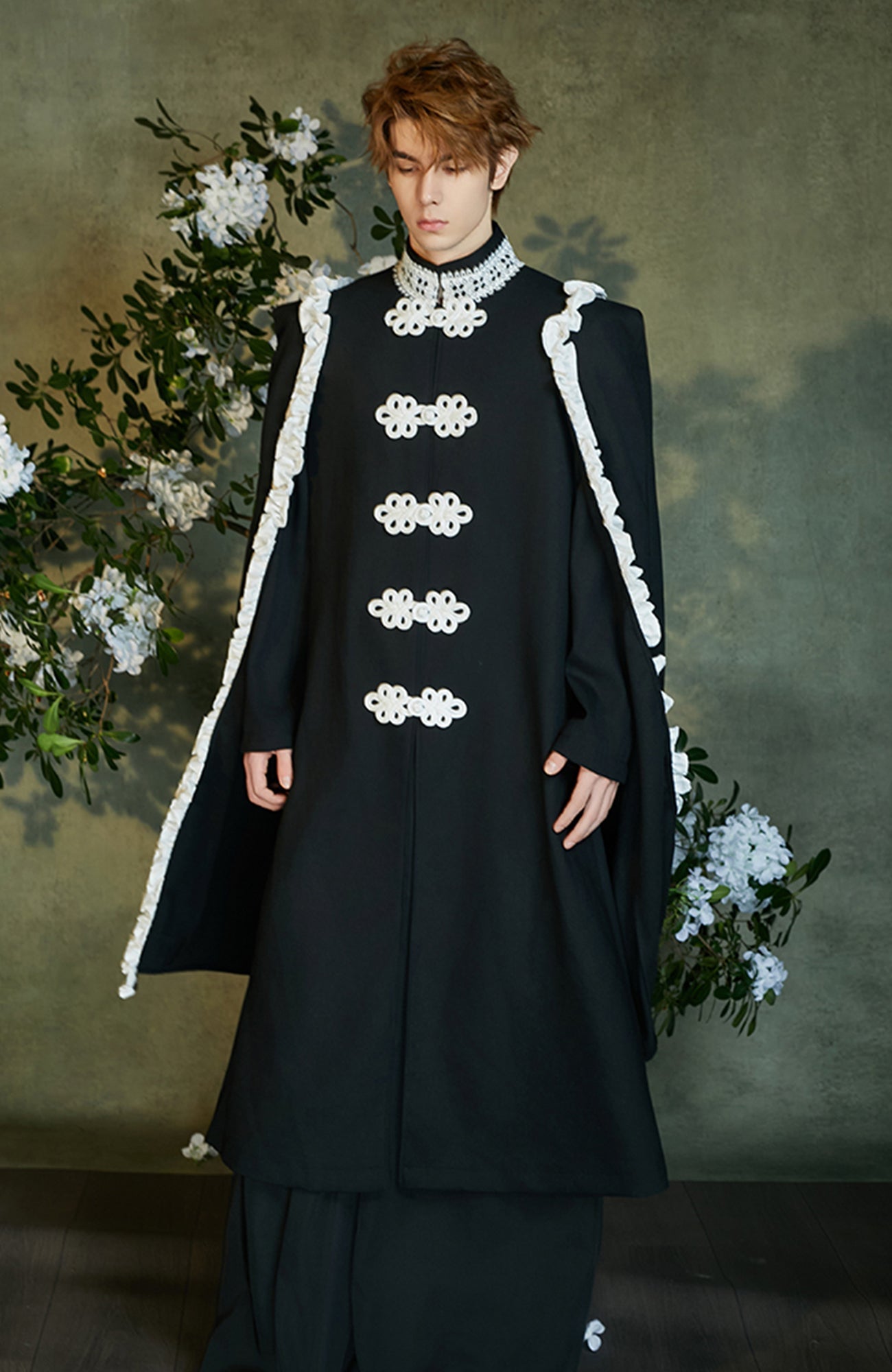 JIECHI Knot Button Draped Cloak Blazer-Jacket-M (Preorder)-Free Shipping Leatheretro