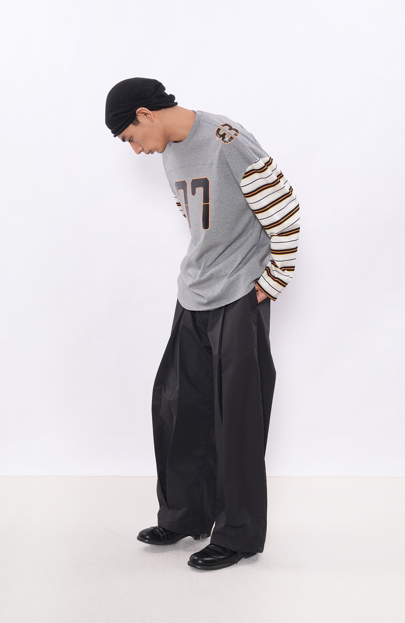 7440 37 1 77 Graphic Drop-Shoulder Stripe Jersey-L/S Tee-S (Preorder)-Free Shipping Leatheretro