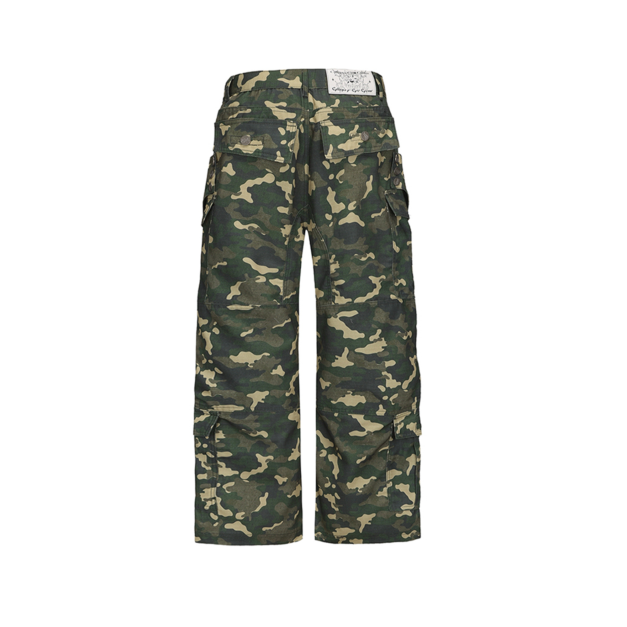 CYCYCY Camo Wide-Leg Cargo Pants-Pants-XXS / 27"-Free Shipping Leatheretro