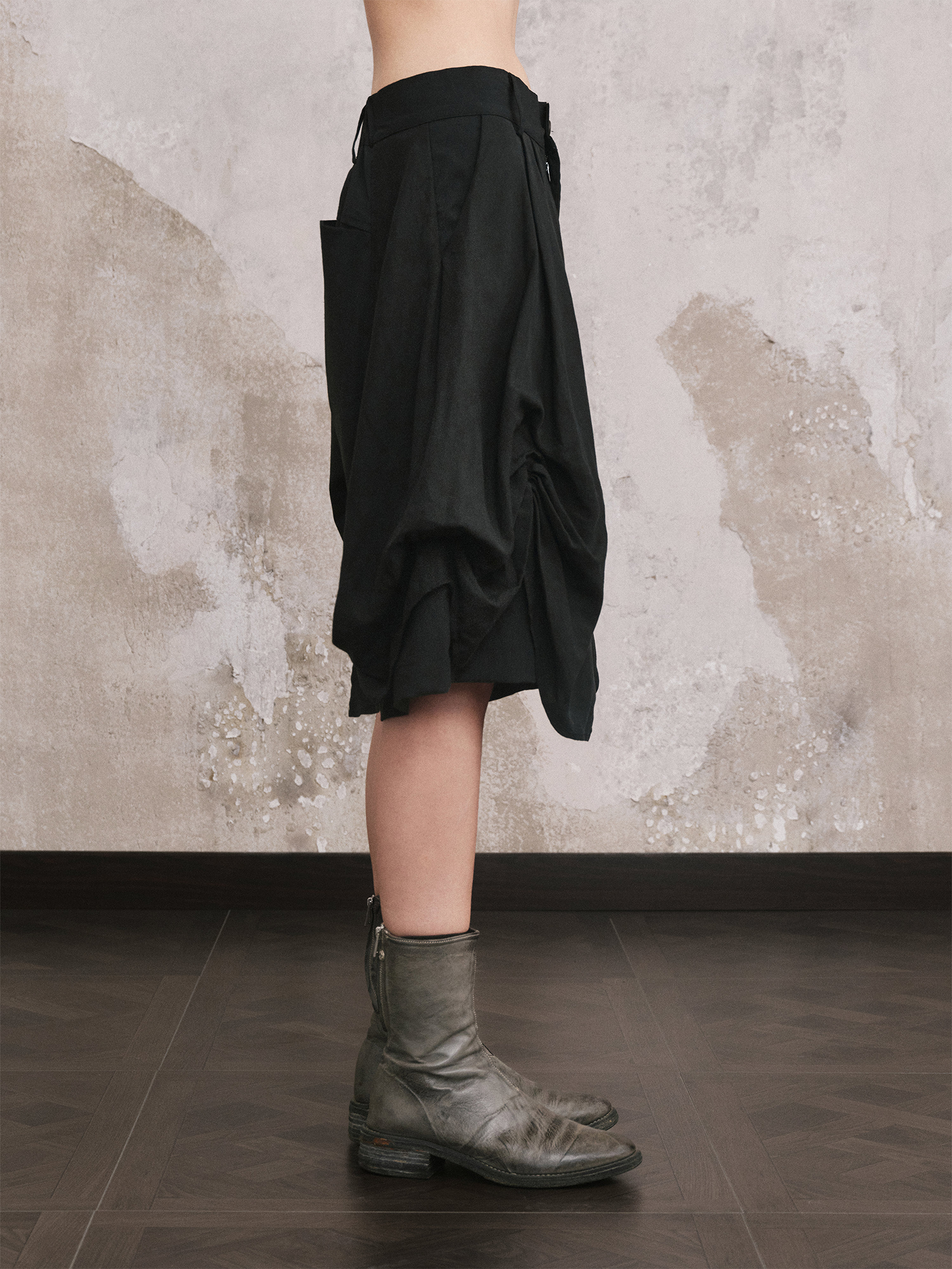 ILNya Nieternite Nifutur Paneled Pleated Drop-Crotch Shorts-Shorts-S (0) / 27-32"-Free Shipping Leatheretro
