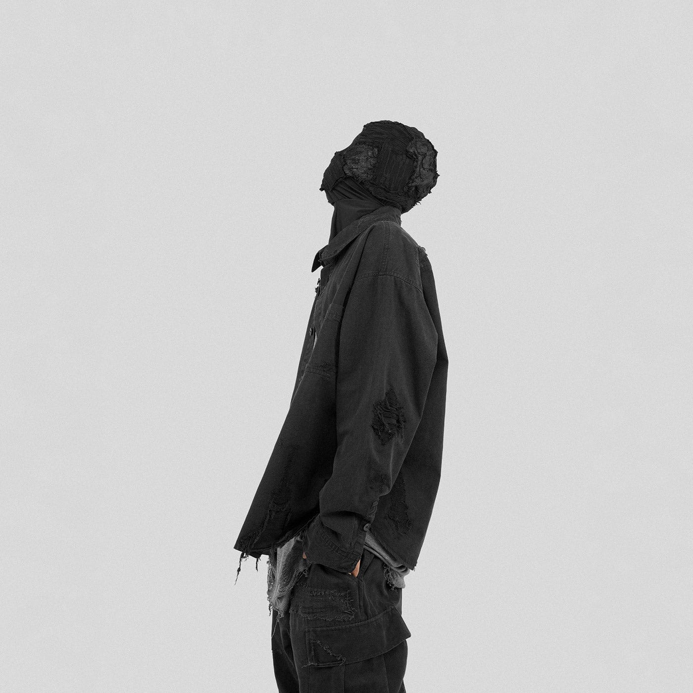 UNDERWATER Ripped Overshirt Black-Jacket-S-Free Shipping Leatheretro