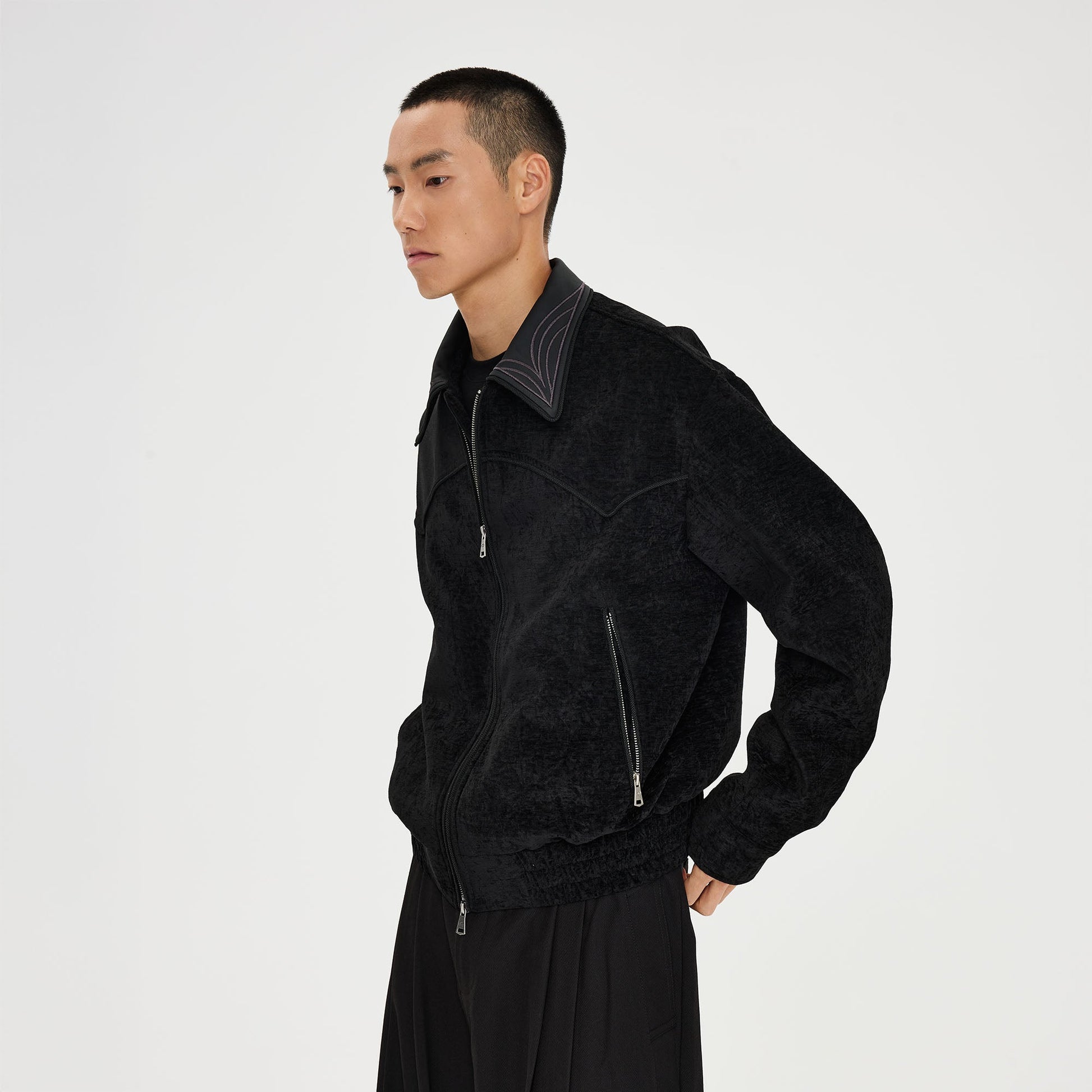 CATSSTAC Embroidered Collar Stitch Jacket-Jacket-M-Free Shipping Leatheretro