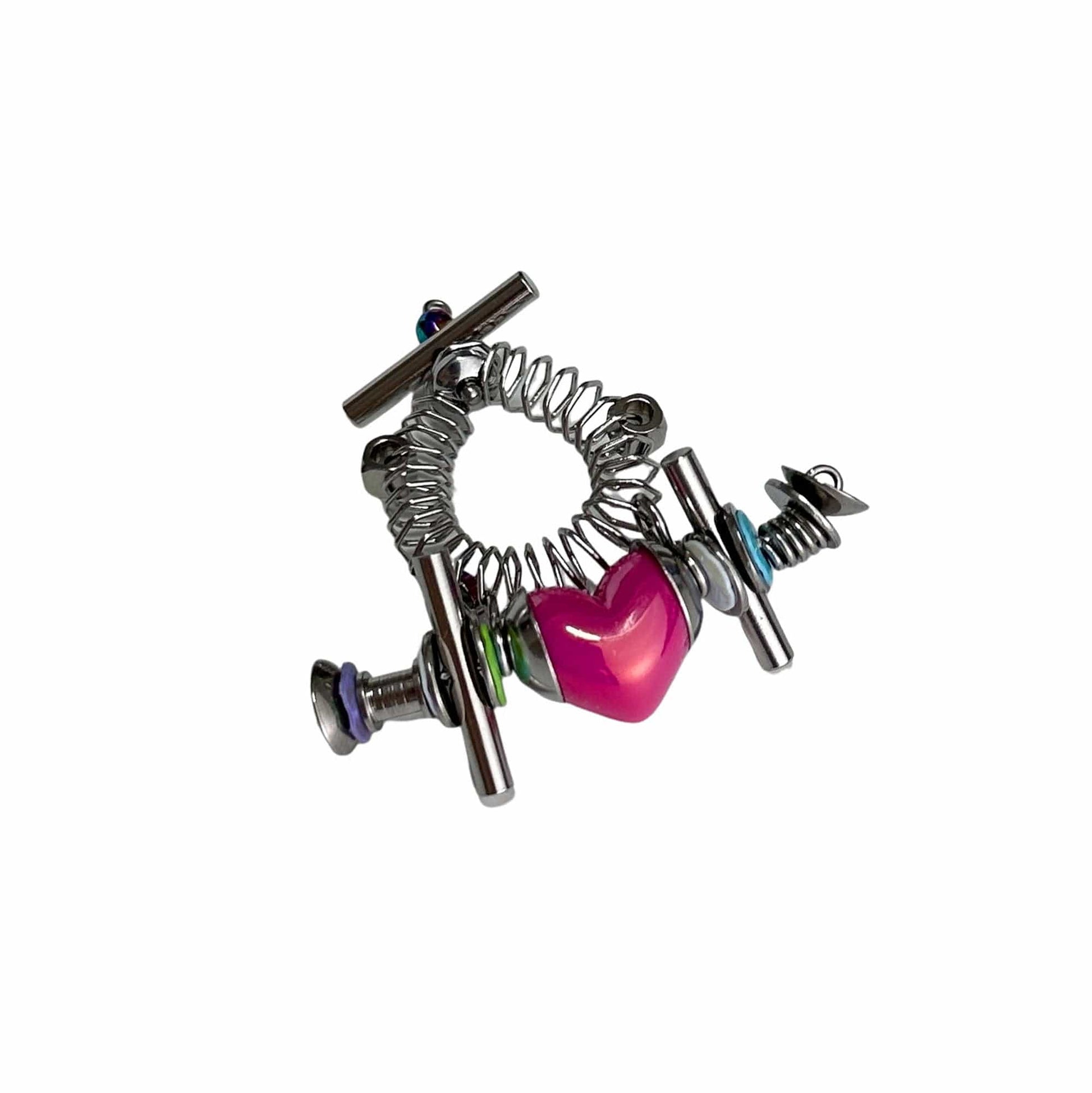 ILLUSORY Time Machine Neon Heart Spiral Coil Ring-Ring-Pink-Free Shipping Leatheretro