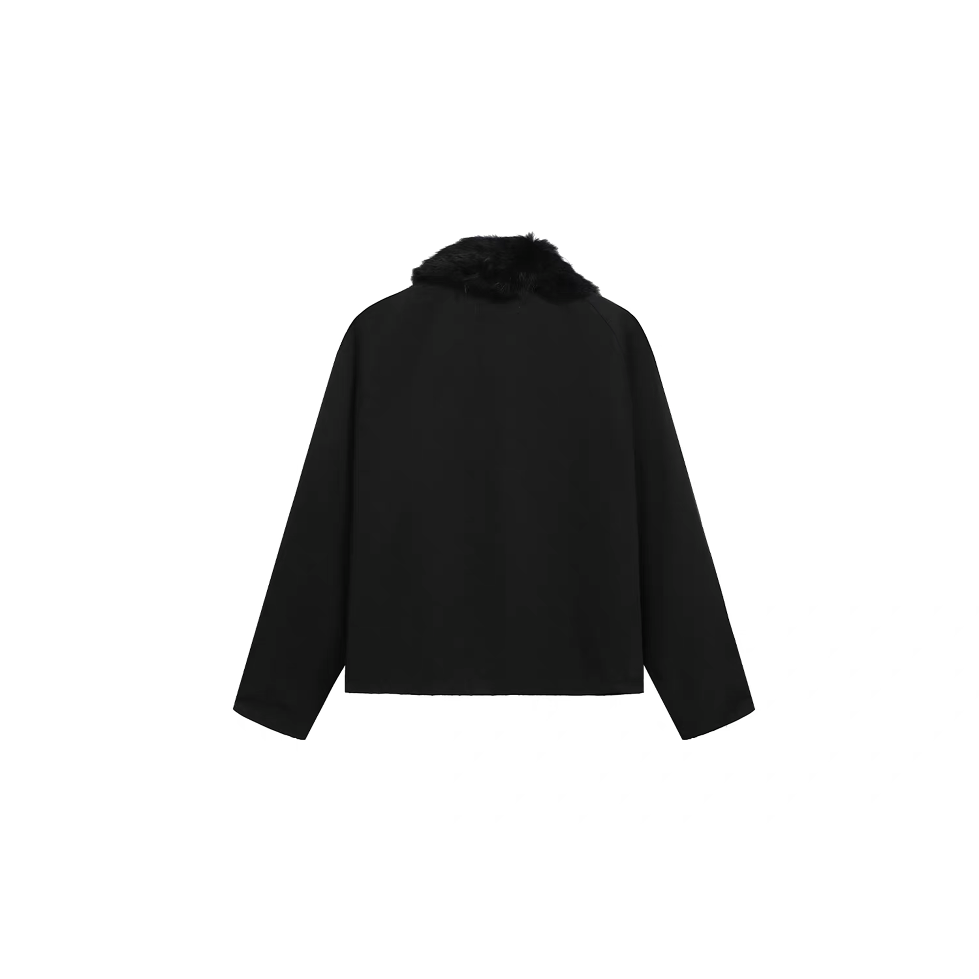 NOTHINGNESS WORLD Mottled Faux Fur Collar Snap-Button Jacket-Jacket-M (Preorder)-Free Shipping Leatheretro