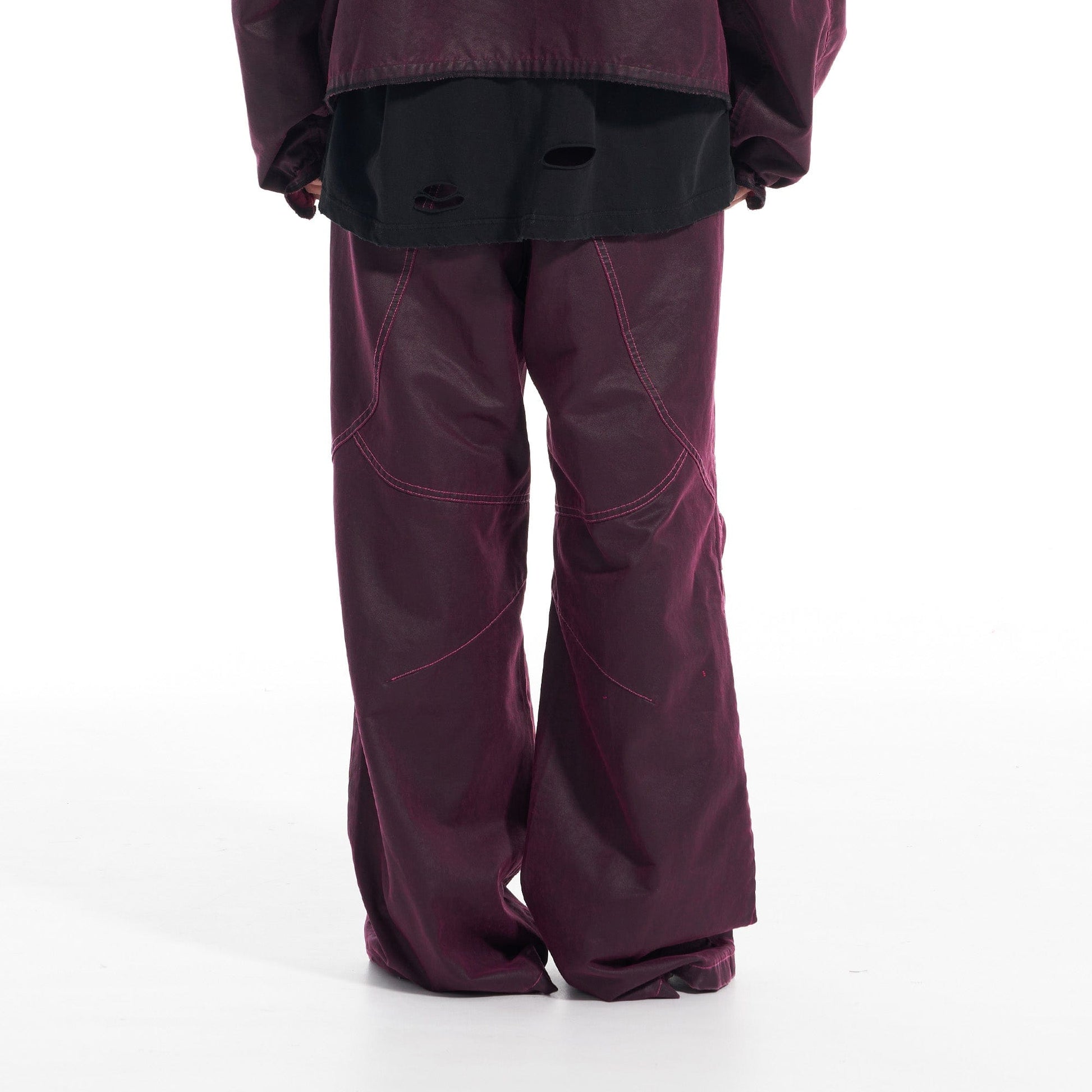 VANN VALRENCE Structured Panel Pleated-Knee Pants-Pants-S-Free Shipping Leatheretro