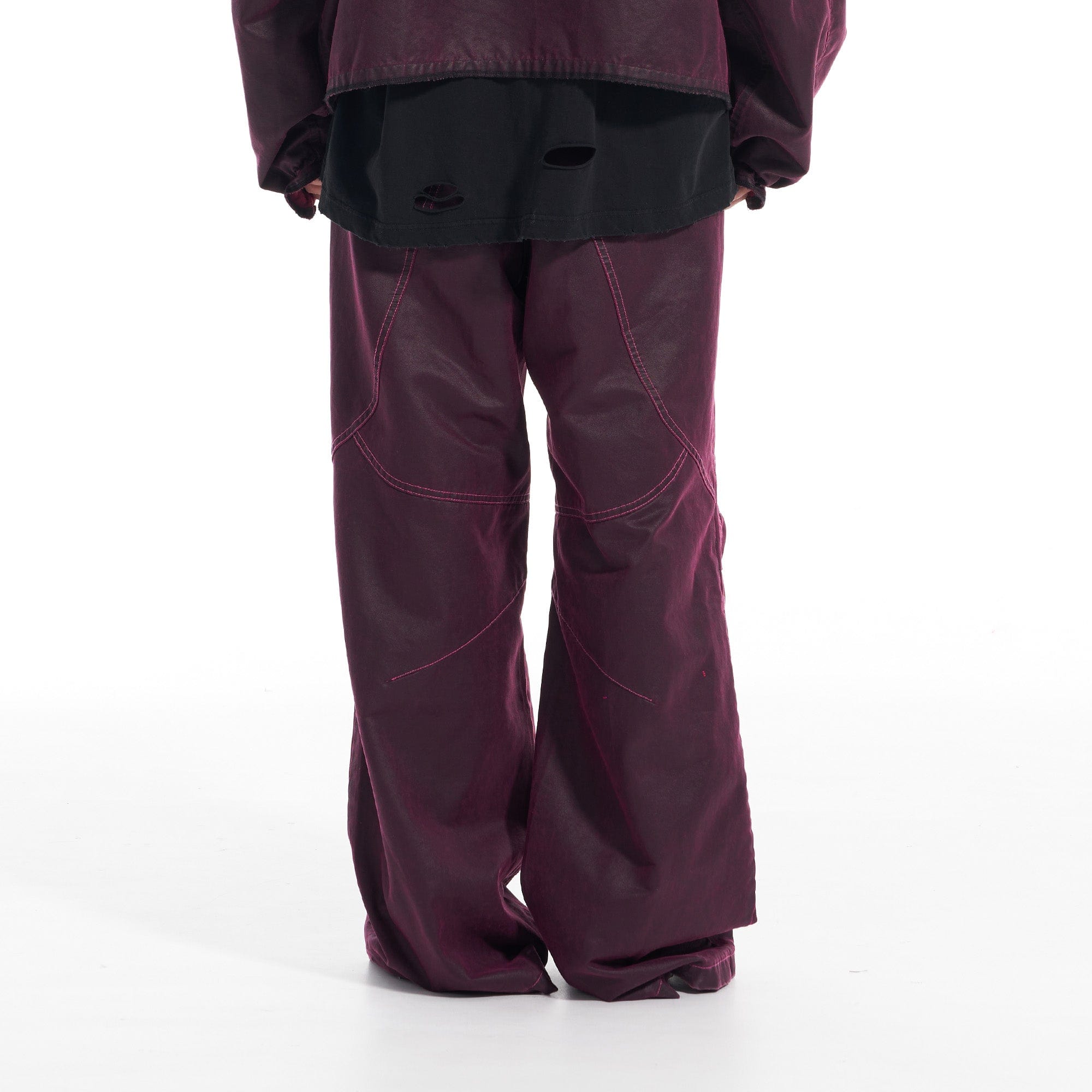 VANN VALRENCE Structured Panel Pleated-Knee Pants-Pants-S-Free Shipping Leatheretro
