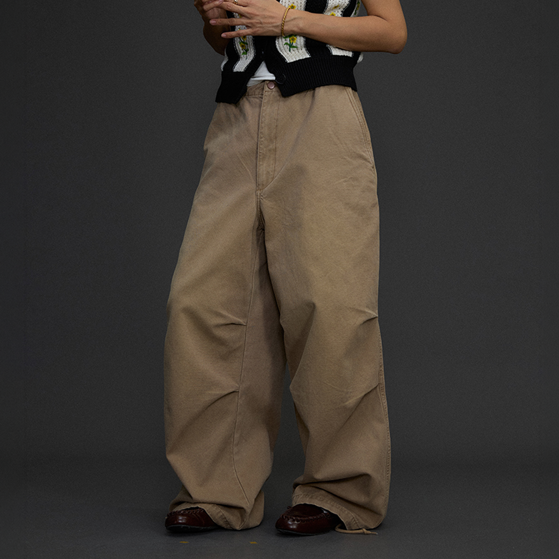 NIANJIUYIKOUER Distressed Utility Pocket Wide-Leg Pants-Pants-XXS-Free Shipping Leatheretro