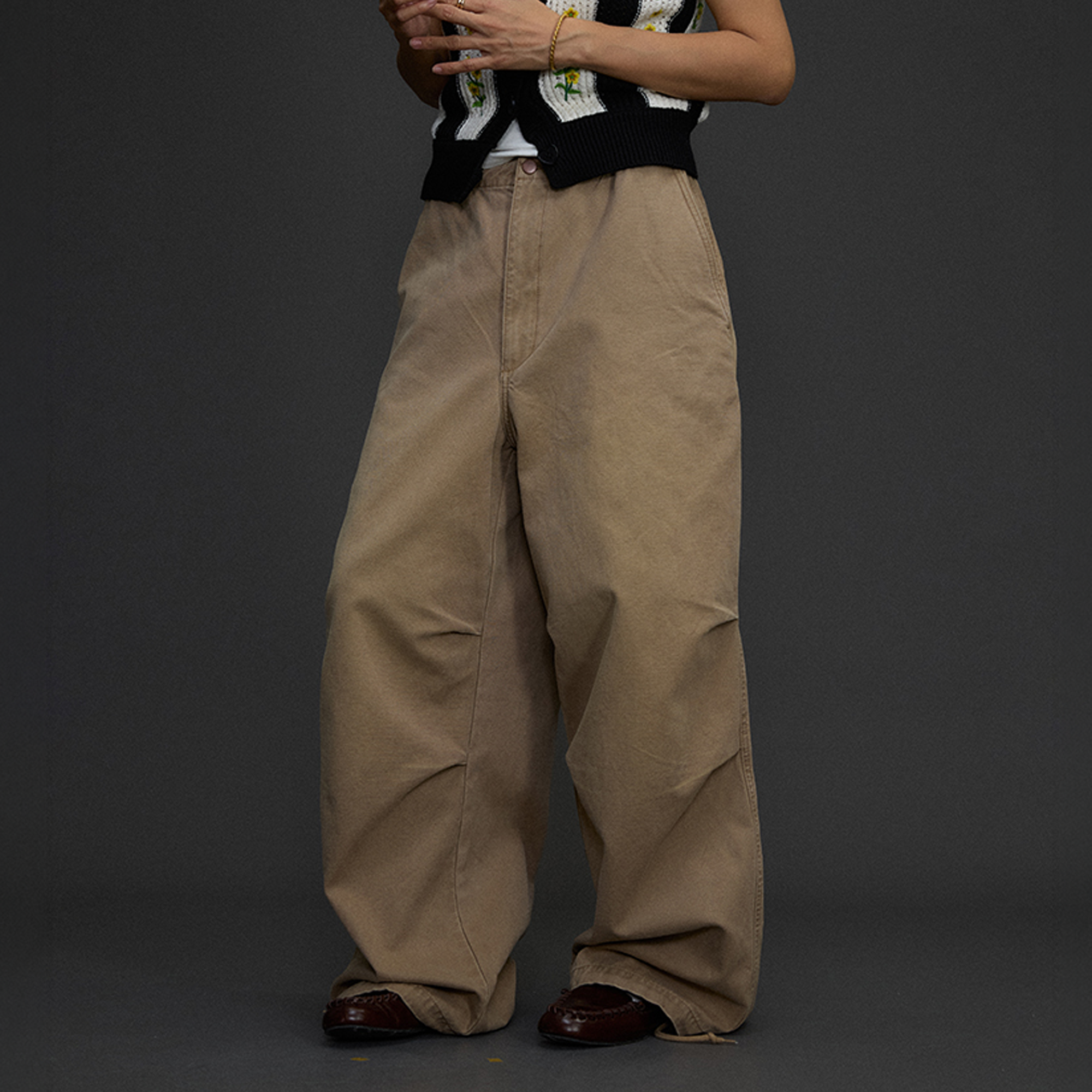 NIANJIUYIKOUER Distressed Utility Pocket Wide-Leg Pants-Pants-XXS-Free Shipping Leatheretro