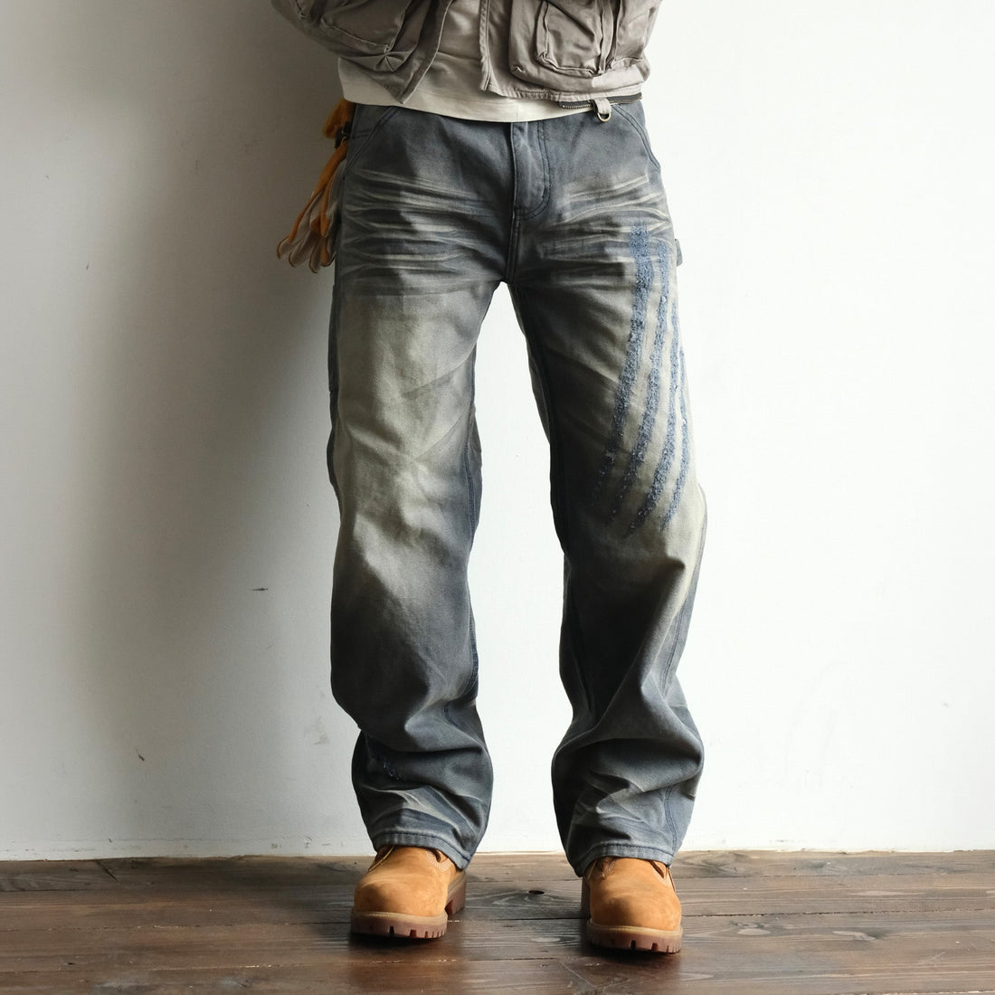 NEIGBORL Retro Distressed Washed Cargo Pants-Pants-Gray-S-Free Shipping Leatheretro