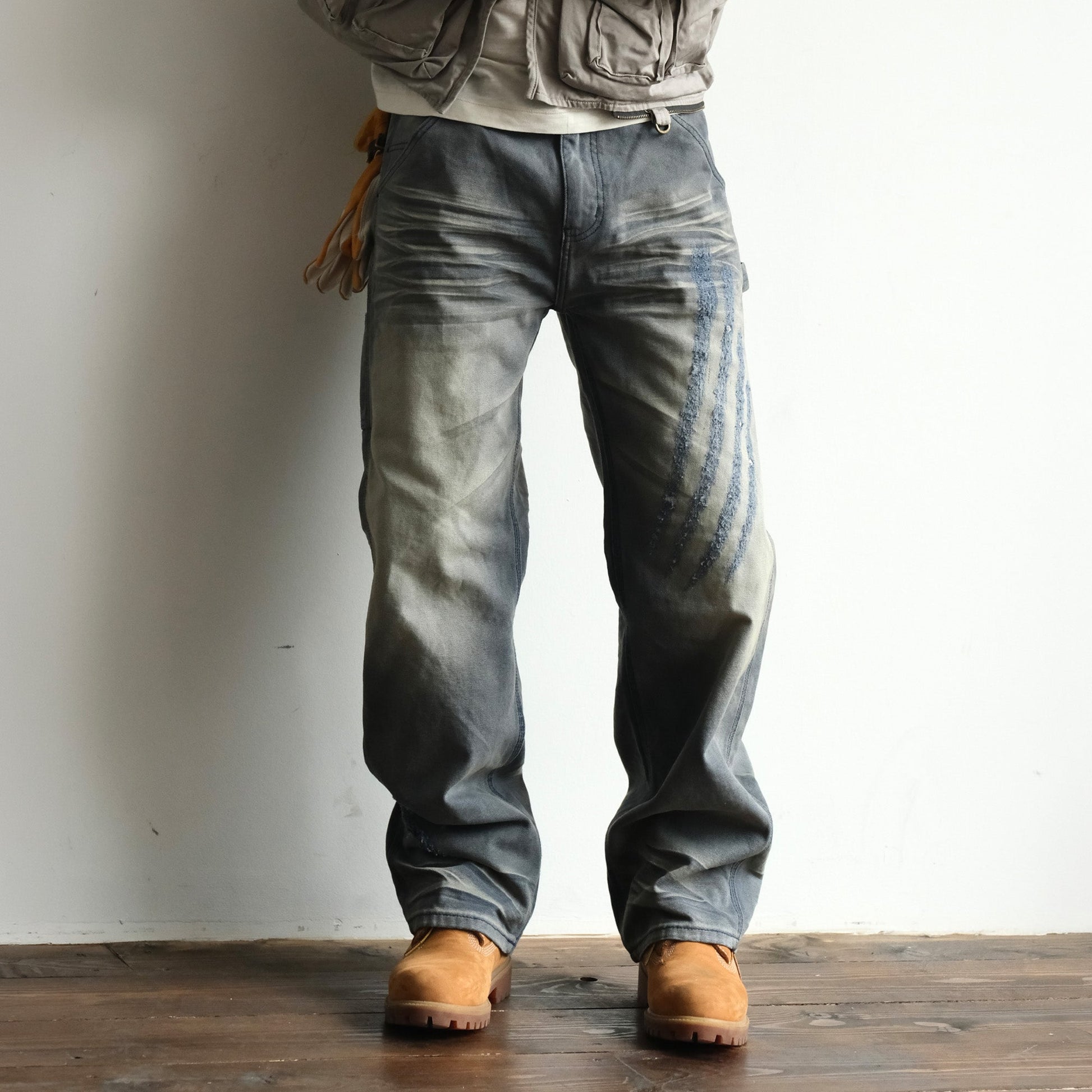 NEIGBORL Retro Distressed Washed Cargo Pants-Pants-Gray-S-Free Shipping Leatheretro