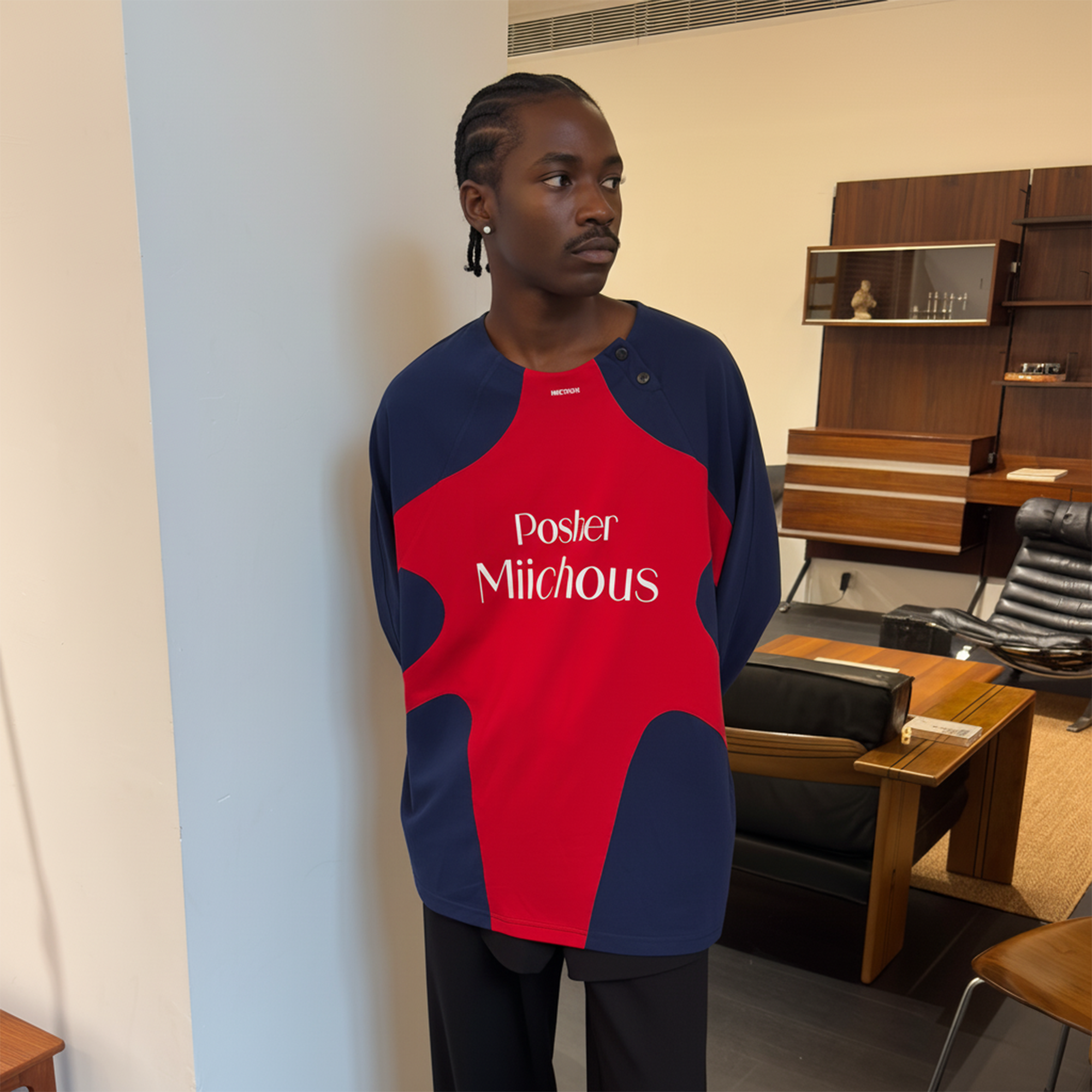 MIICHOUS Contrast Raglan Graphic Long-Sleeve Tee-L/S Tee-S-Red-Free Shipping Leatheretro