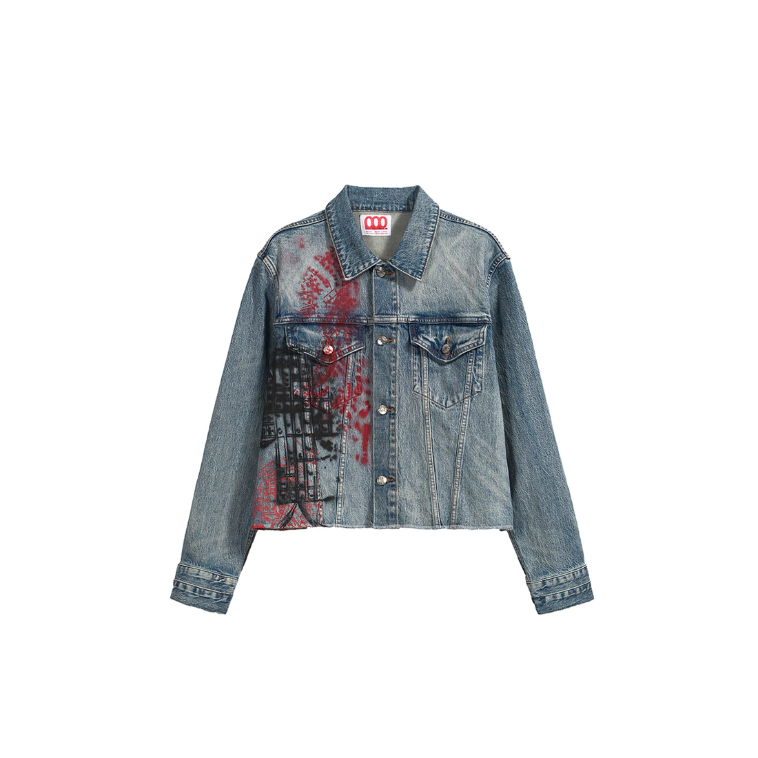NOTHINGNESS WORLD Washed Multi-Print Denim Jacket-Jacket-S-Free Shipping Leatheretro