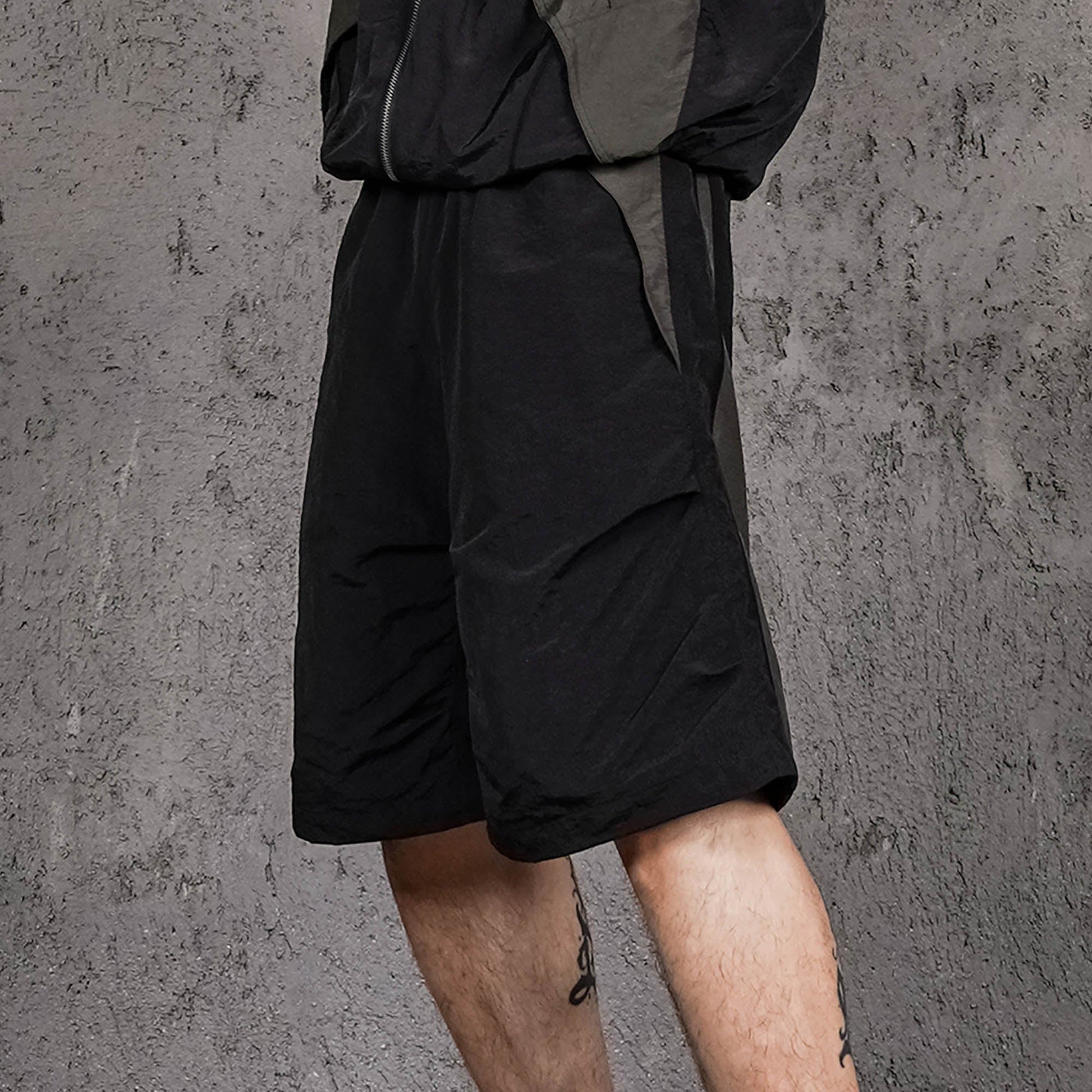 UNDERWATER Dull Leaf Mesh Spliced Shots-Shorts-S-Free Shipping Leatheretro