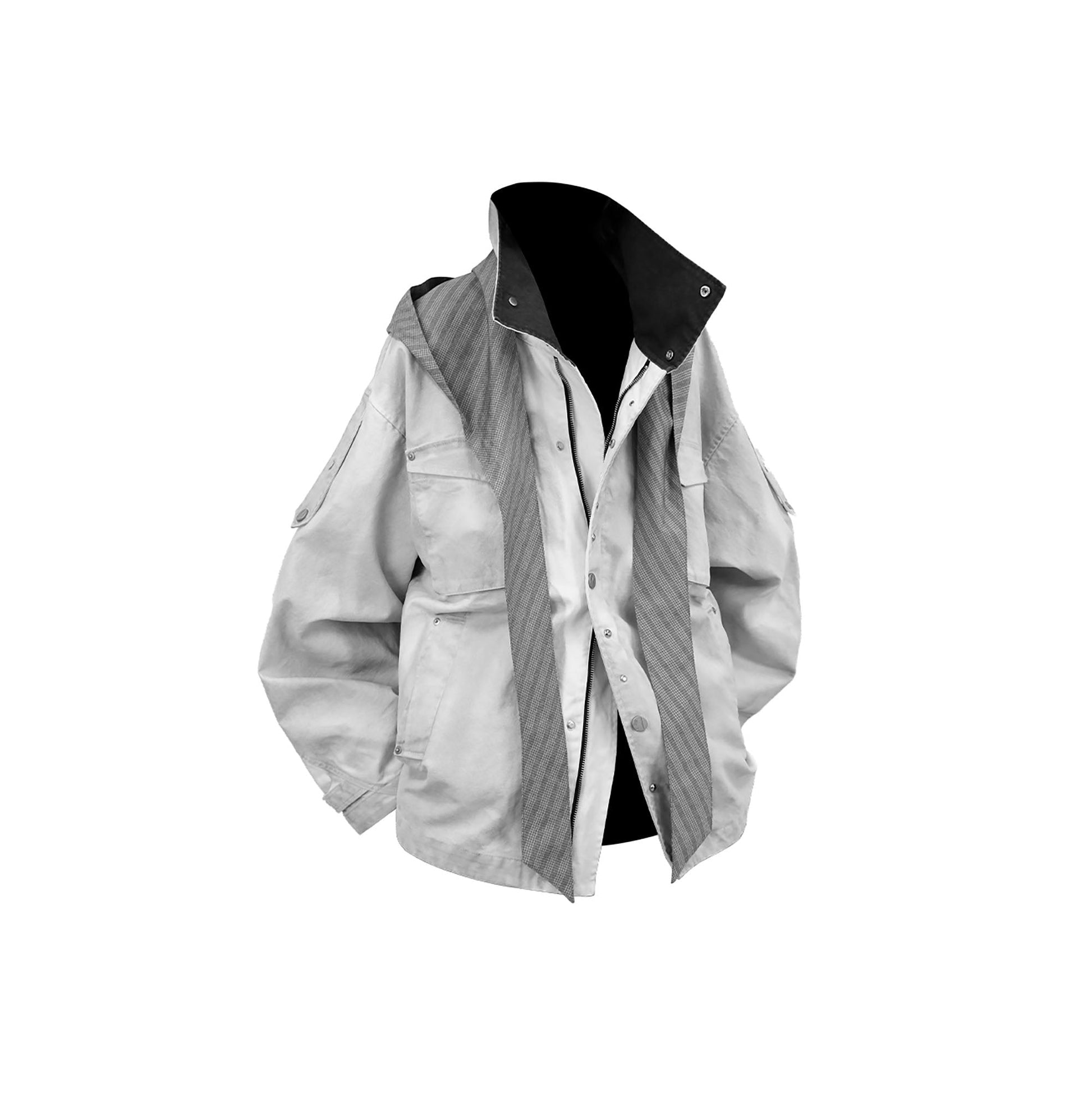 RELABEL Distressed Striped Hood Oversized Jacket-Jacket-XS (Preorder)-Free Shipping Leatheretro