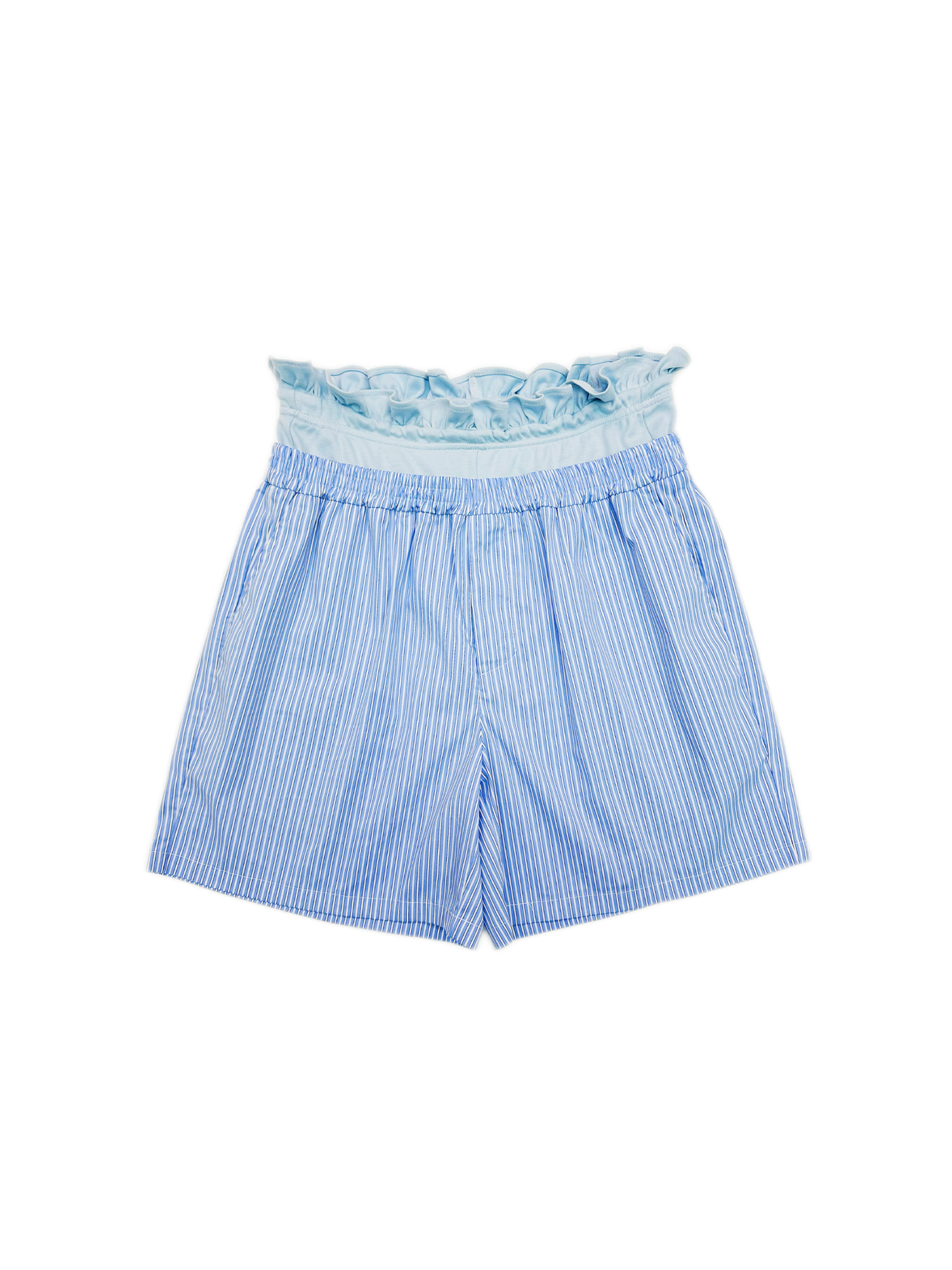 KADAKADA Retro Striped Ruffle-Waist Layered Shorts-Shorts-S (Preorder)-Pink-Free Shipping Leatheretro