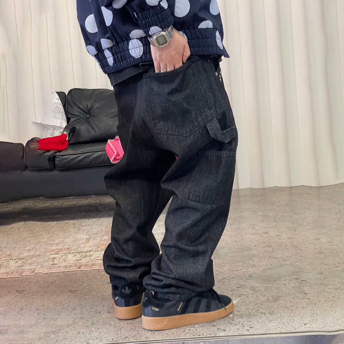 ME DA IGUAL Studded Wide-Leg Denim Pants-Jeans-M-Free Shipping Leatheretro