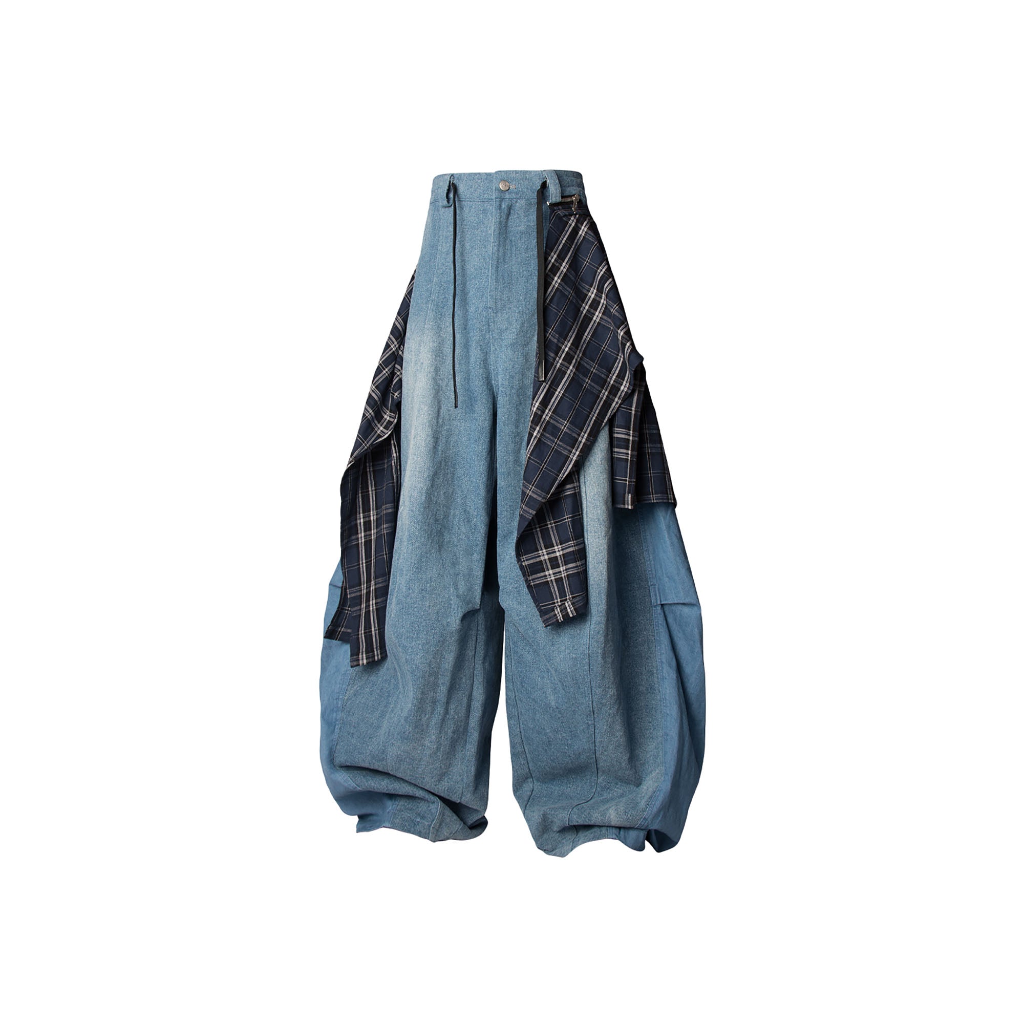 RELABEL Detachable Plaid Back Flap Oversized Jeans-Jeans-XS (Preorder)-Free Shipping Leatheretro