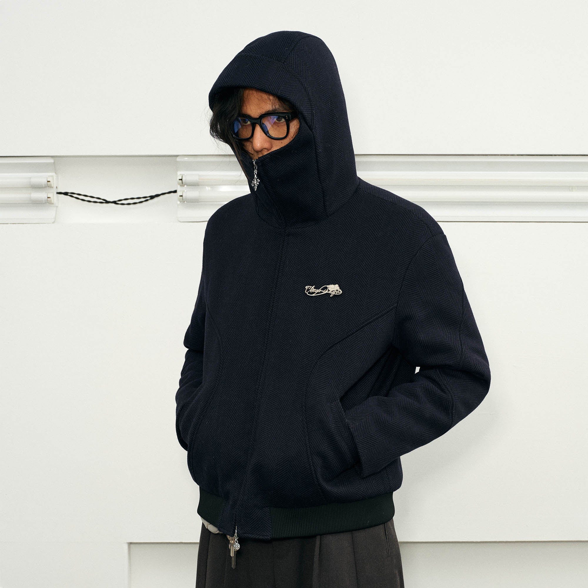 KREATE Herringbone Hooded Jacket-Jacket-S-Brown-Free Shipping Leatheretro