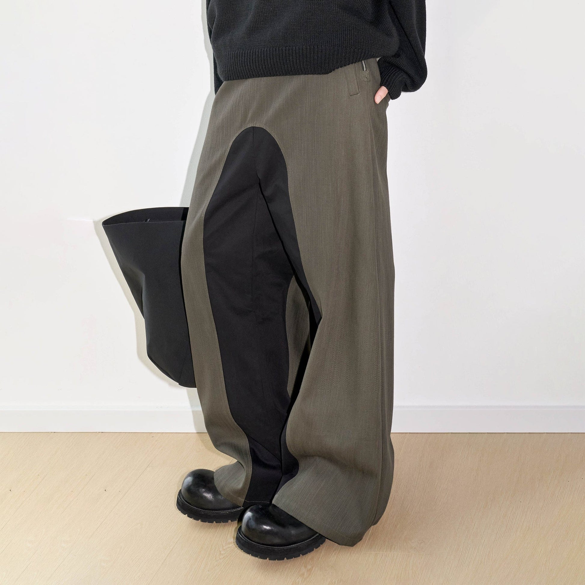 49PERCENT Paneled Color Blocked Zipper Pants-Pants-XS-Free Shipping Leatheretro