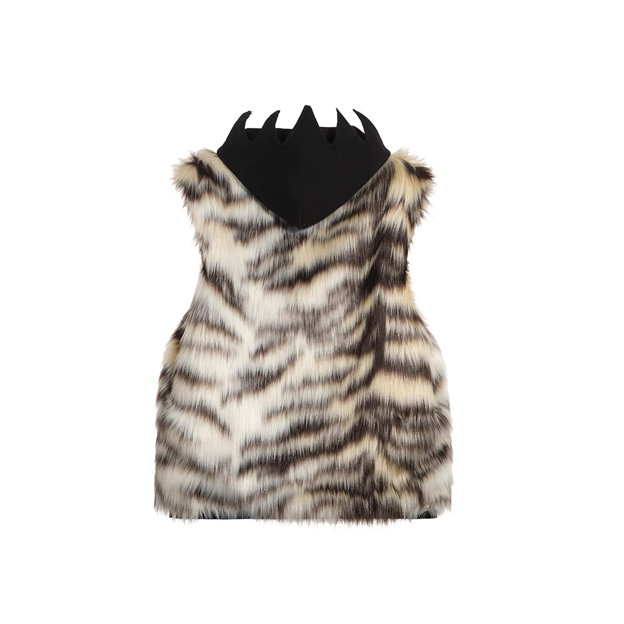 NOTHINGNESS WORLD Tiger-Stripe Spiked Crown Hooded Vest-Vest-S-Free Shipping Leatheretro