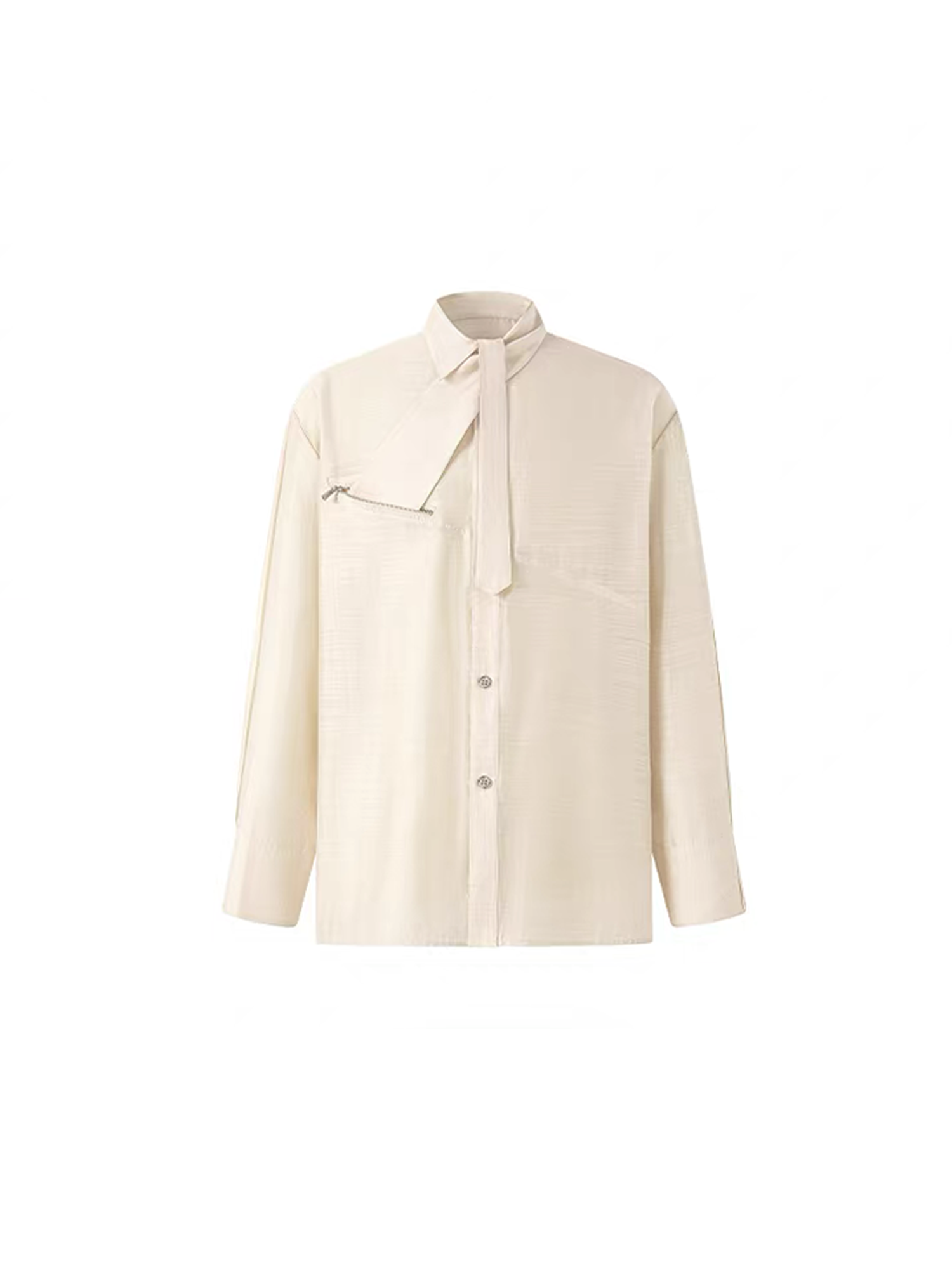 TIWILLTANG Structured Zip-Tie Tencel Shirt-Shirt-S-White-Free Shipping Leatheretro